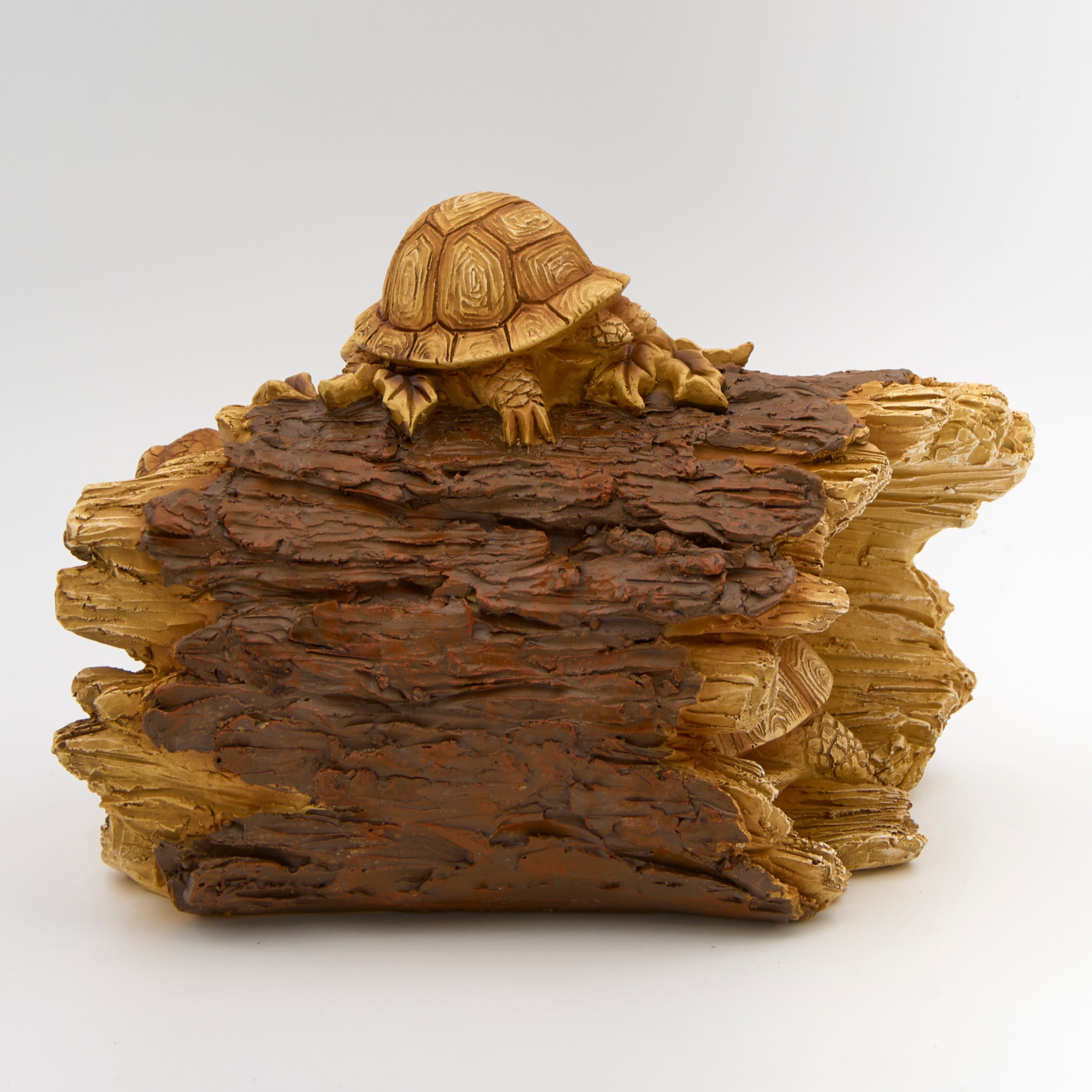 Turtle Family in Tree Trunk Garden Statue - Timber Tails Collection