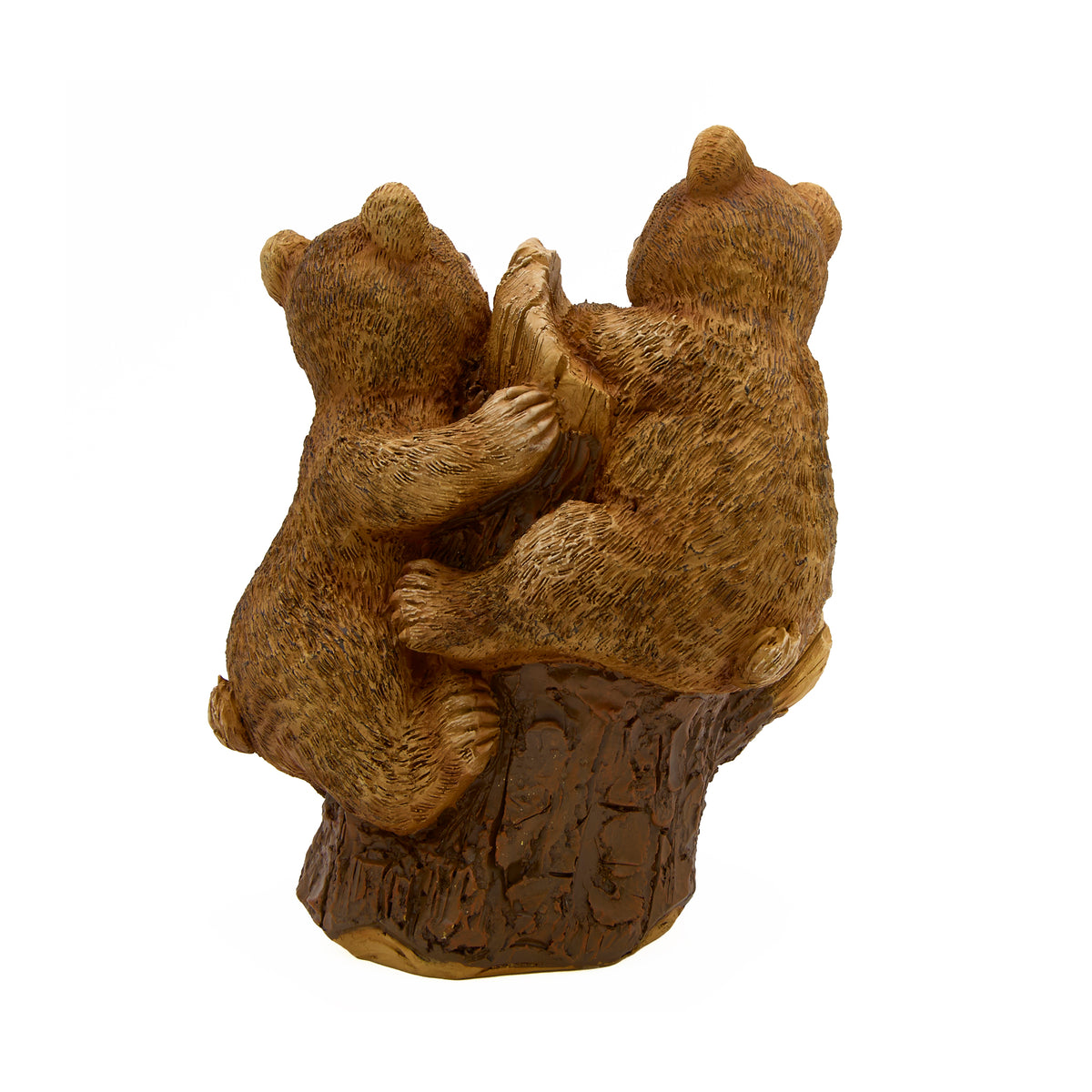 Back view of Bear Cubs Climbing Tree Garden Statue showing the sculpted cubs and detailed bark texture