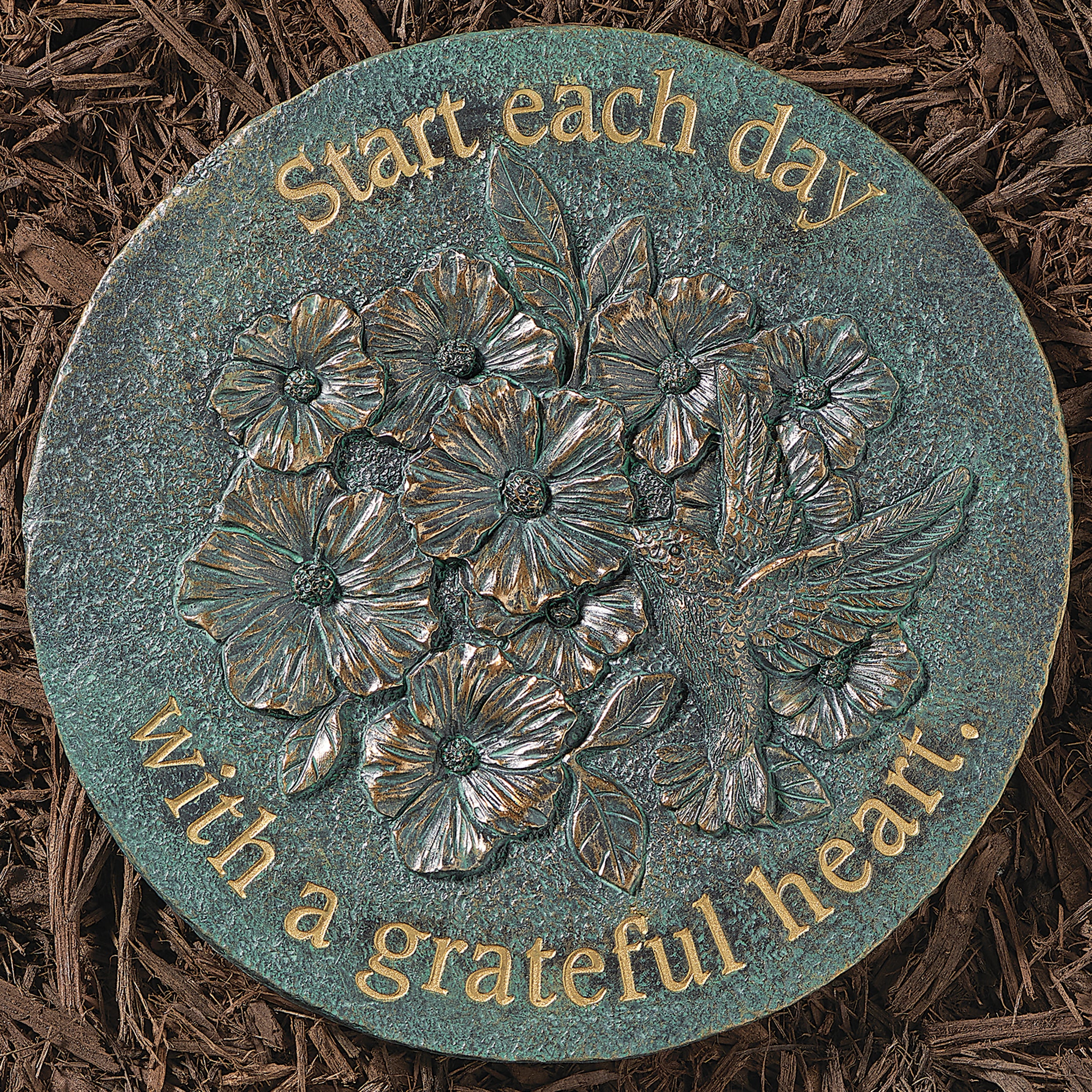 Grateful Heart Bronze Garden Stepping Stone