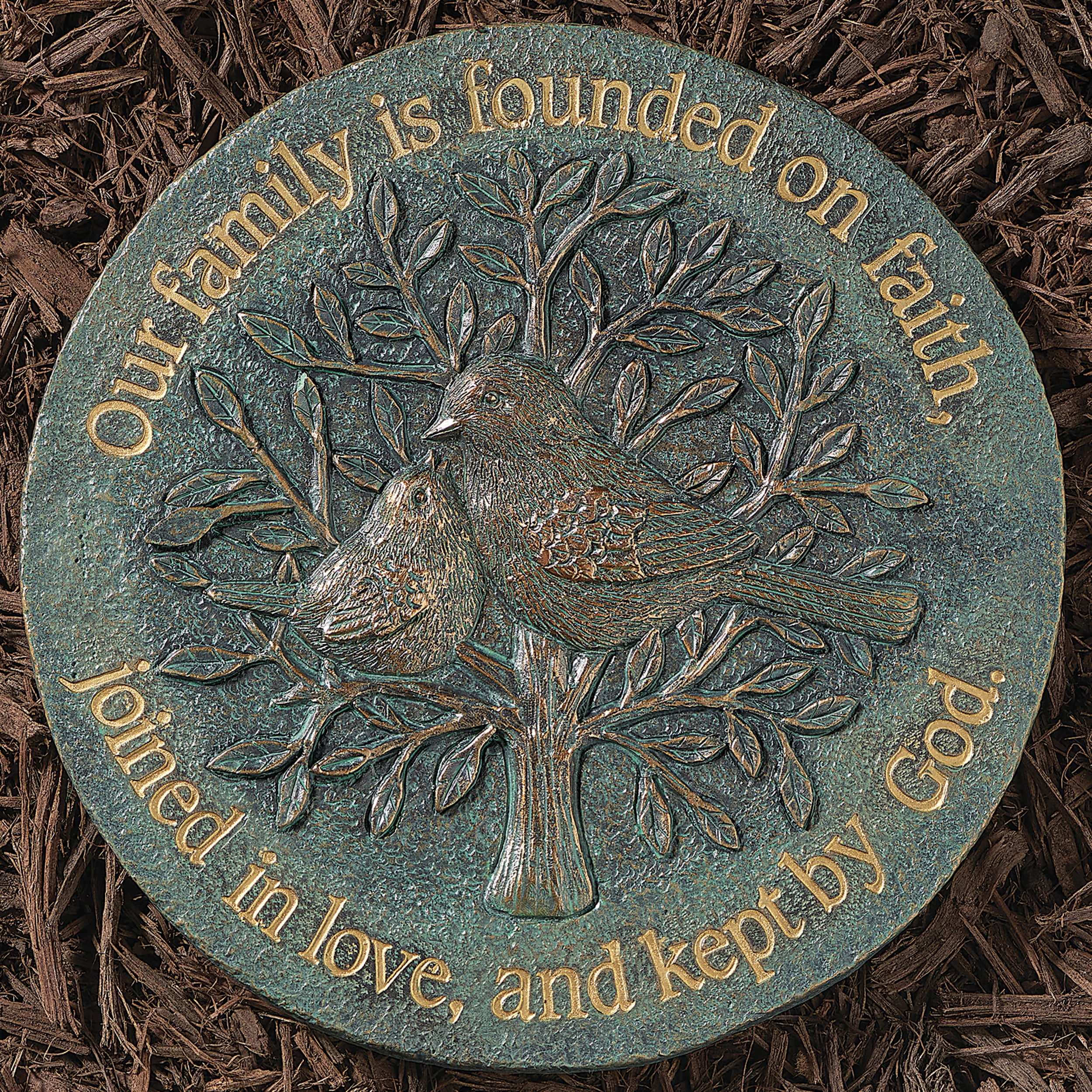 Family Founded on Faith Bronze Garden Stepping Stone