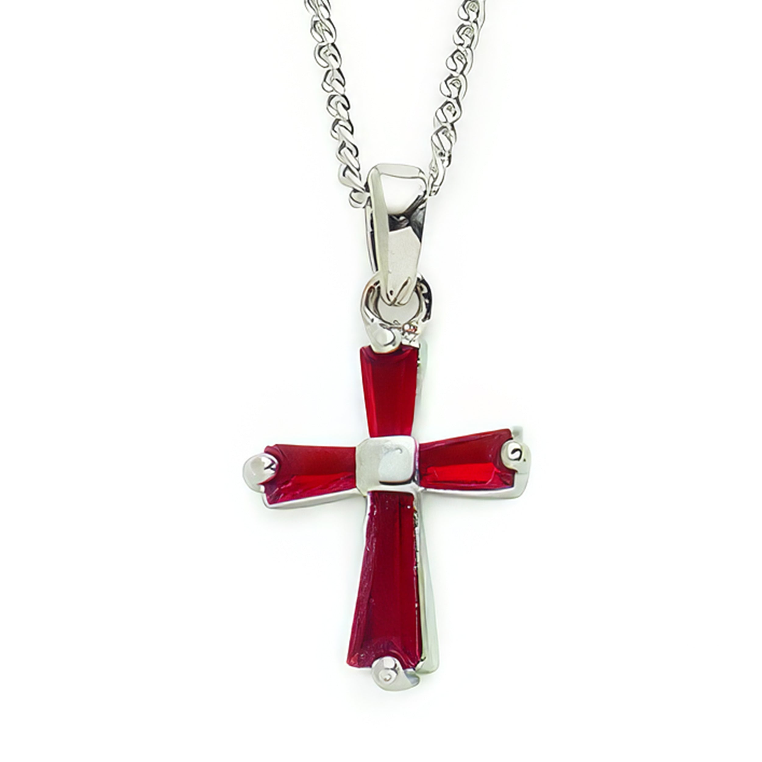 Birthstone Cross Necklace with Crystal Inlay