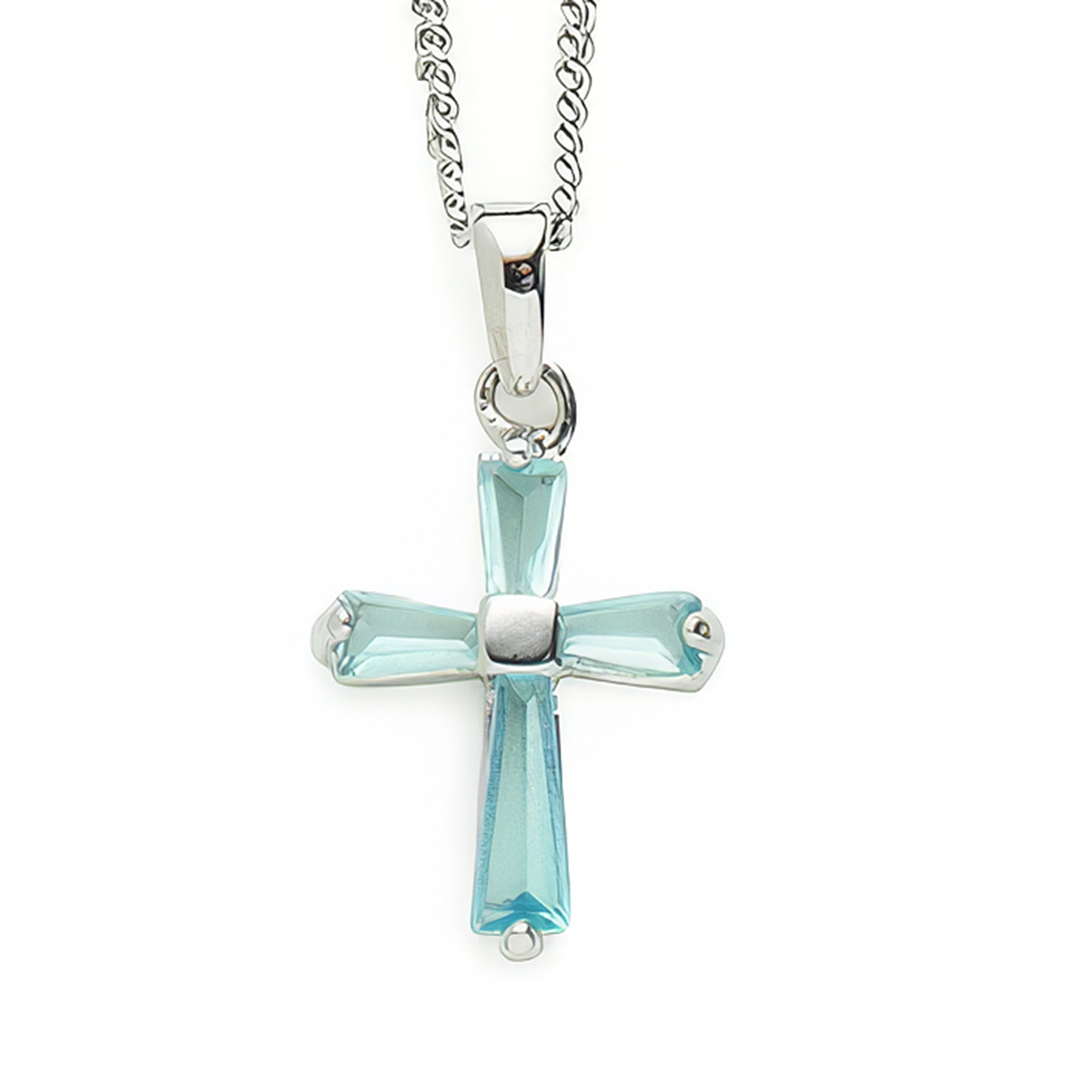 Birthstone Cross Necklace with Crystal Inlay