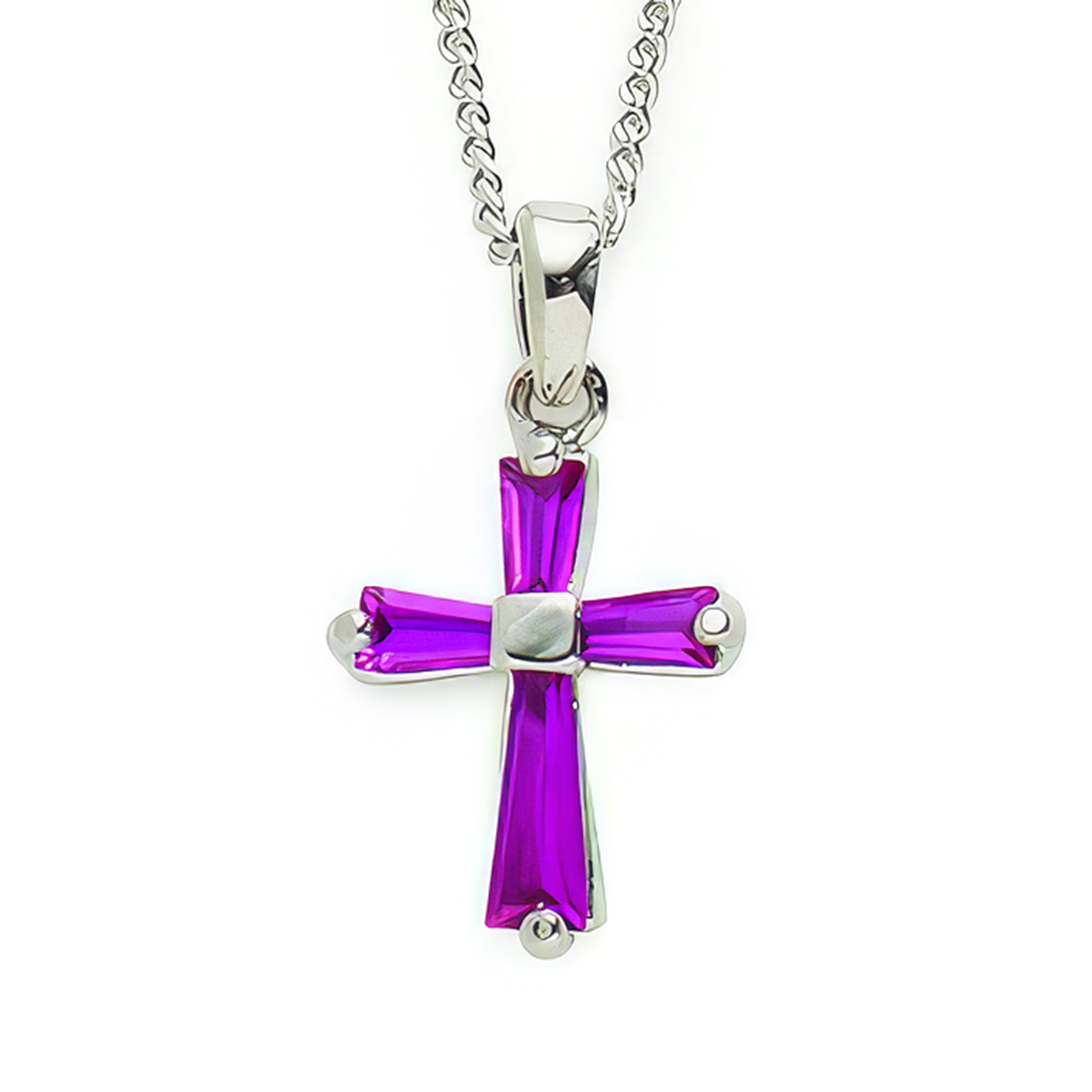 Birthstone Cross Necklace with Crystal Inlay
