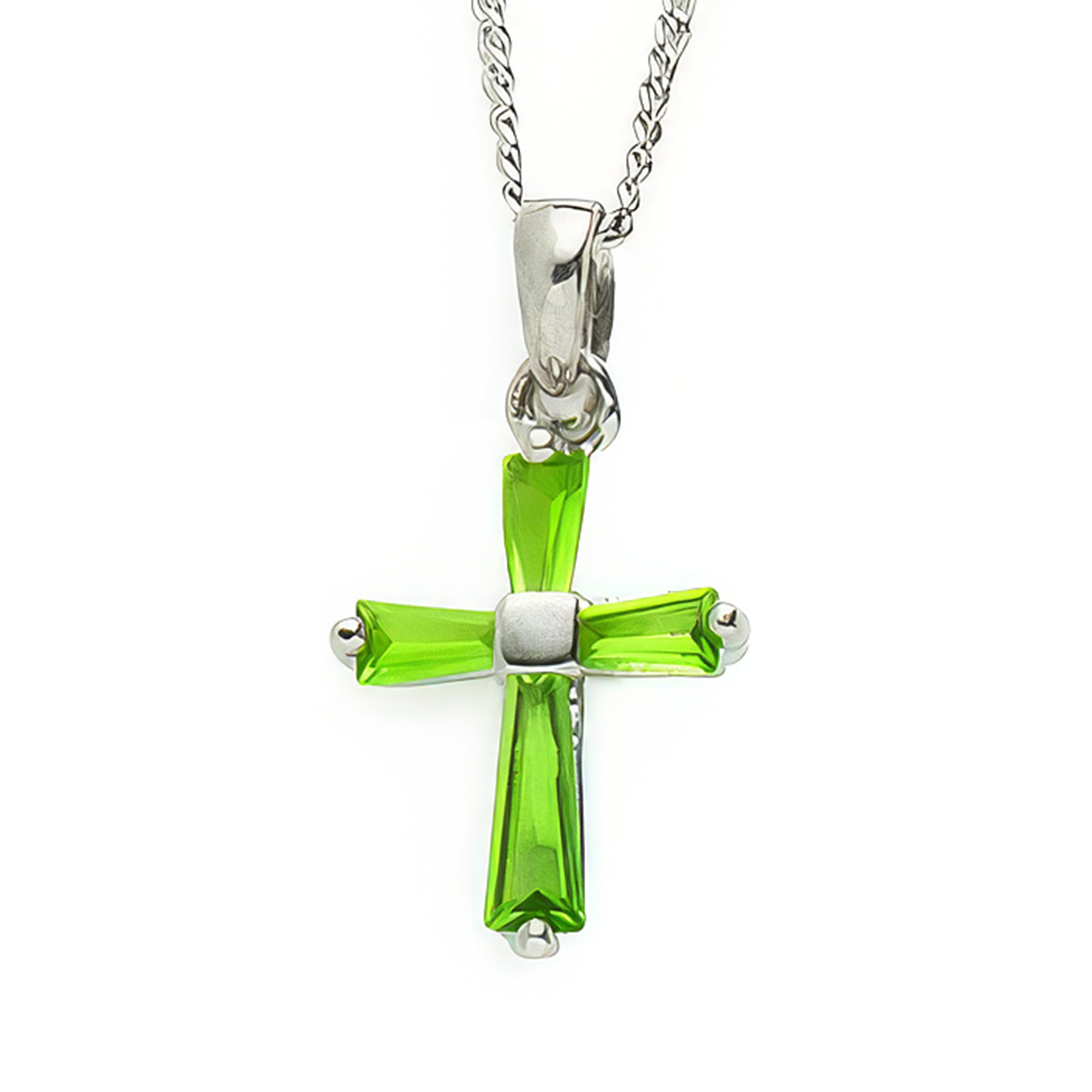 Birthstone Cross Necklace with Crystal Inlay