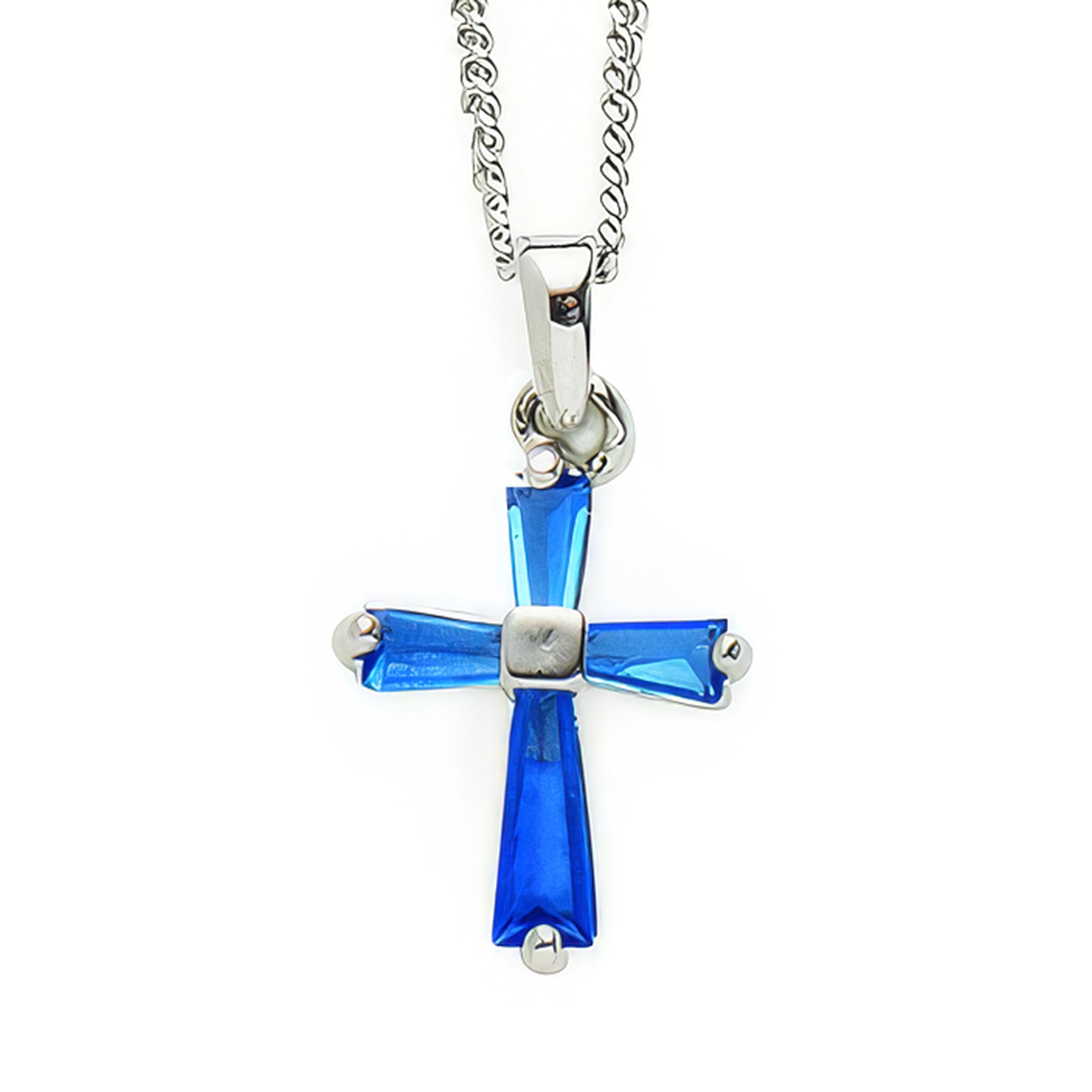 Birthstone Cross Necklace with Crystal Inlay