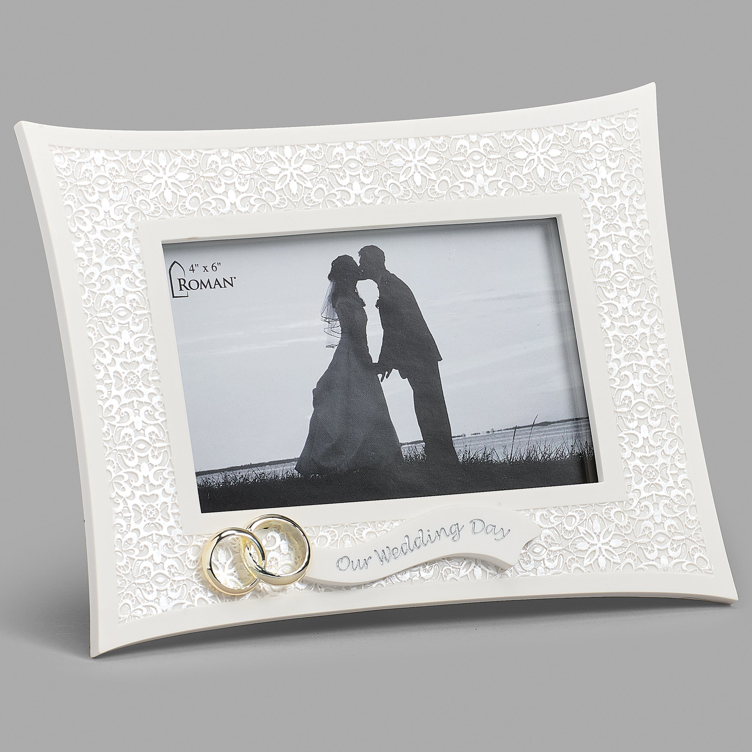 Our Wedding Day Frame with Lace Detailing