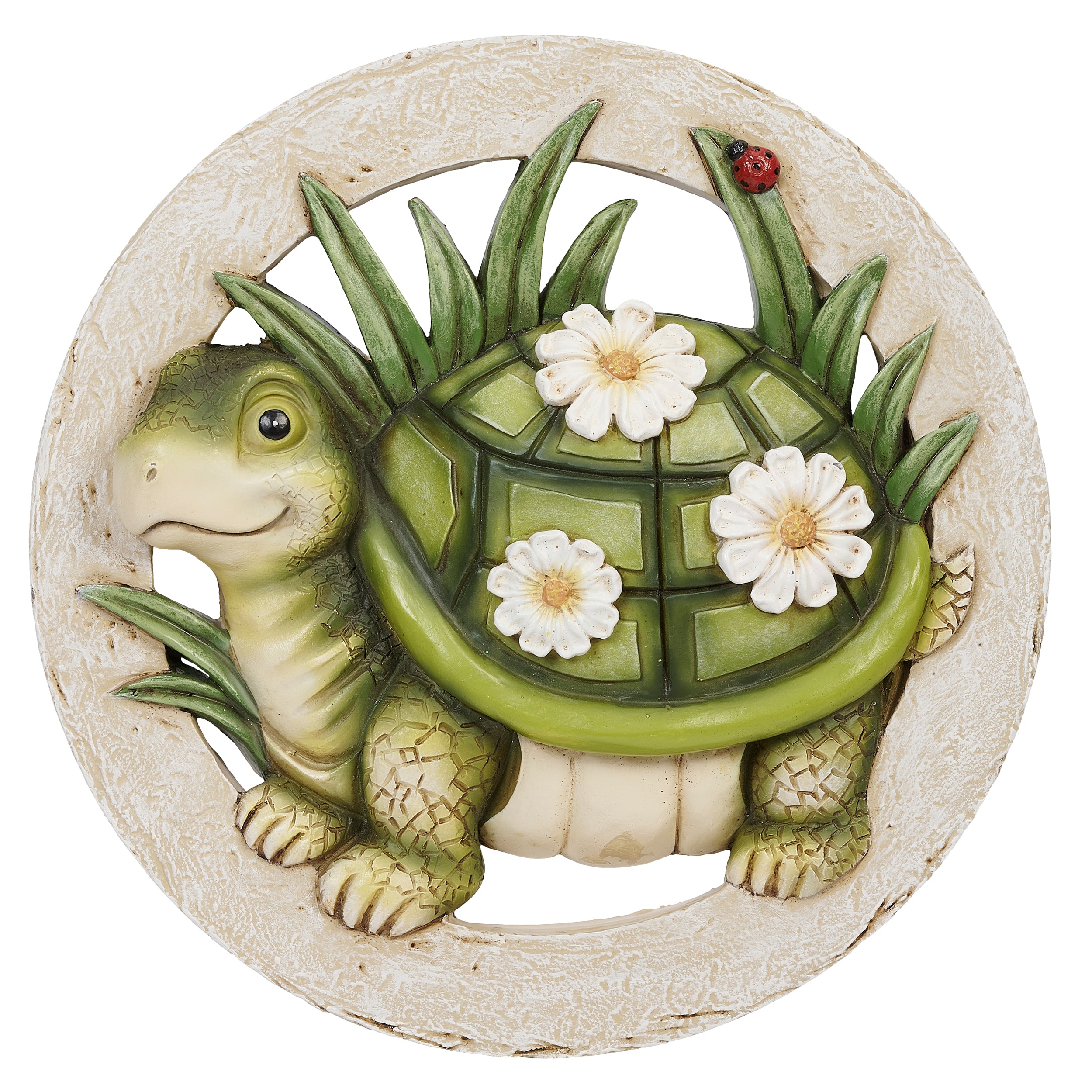Turtle with Daisies Garden Stone