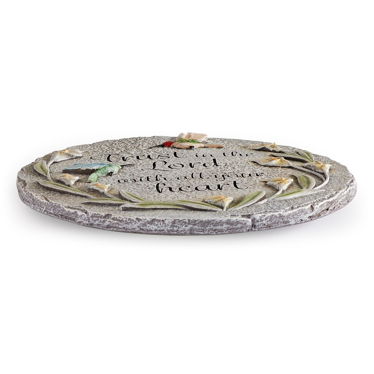 Side view of Trust in the Lord Hummingbird Garden Stone
