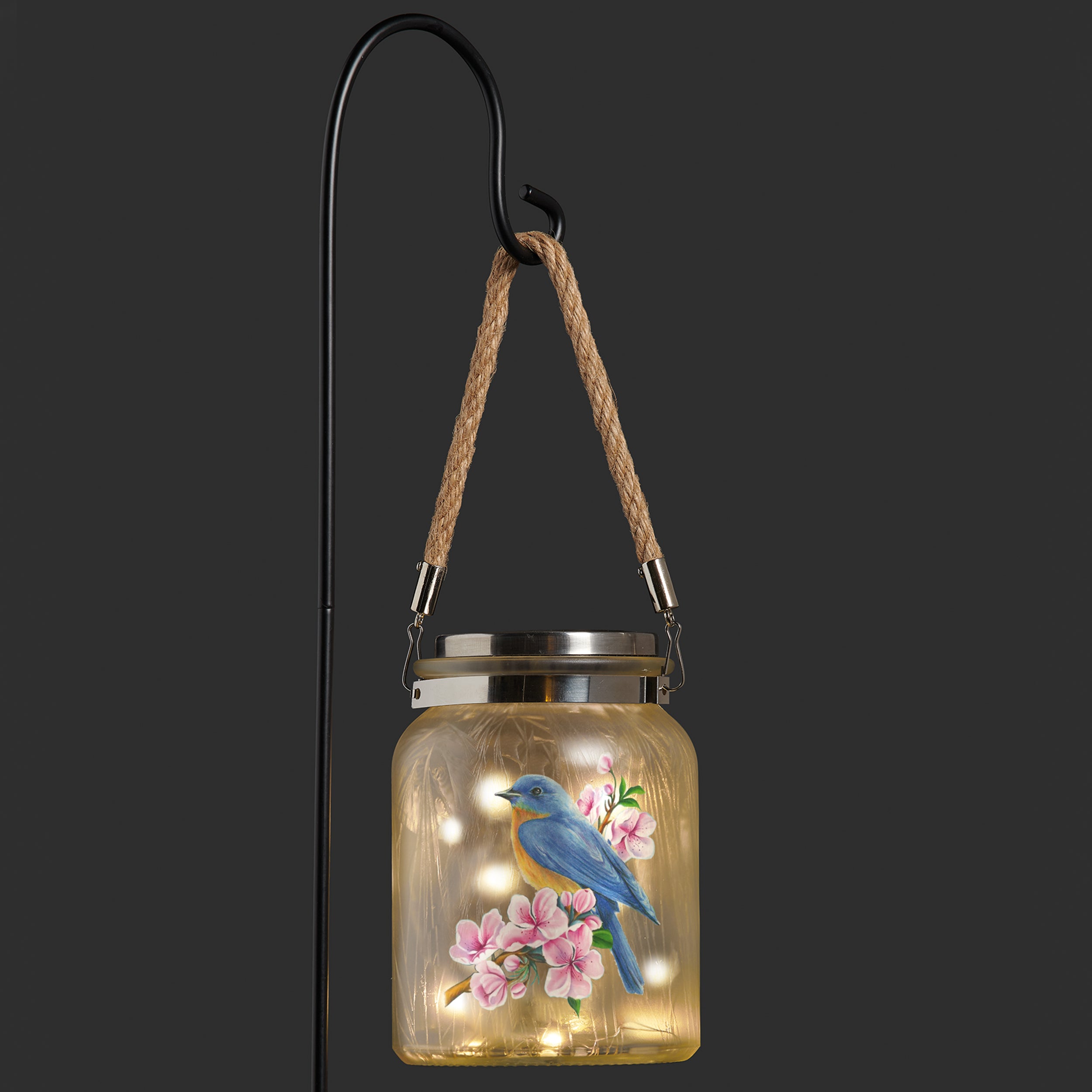 Solar-Powered Nature Jar Garden Light with Stake