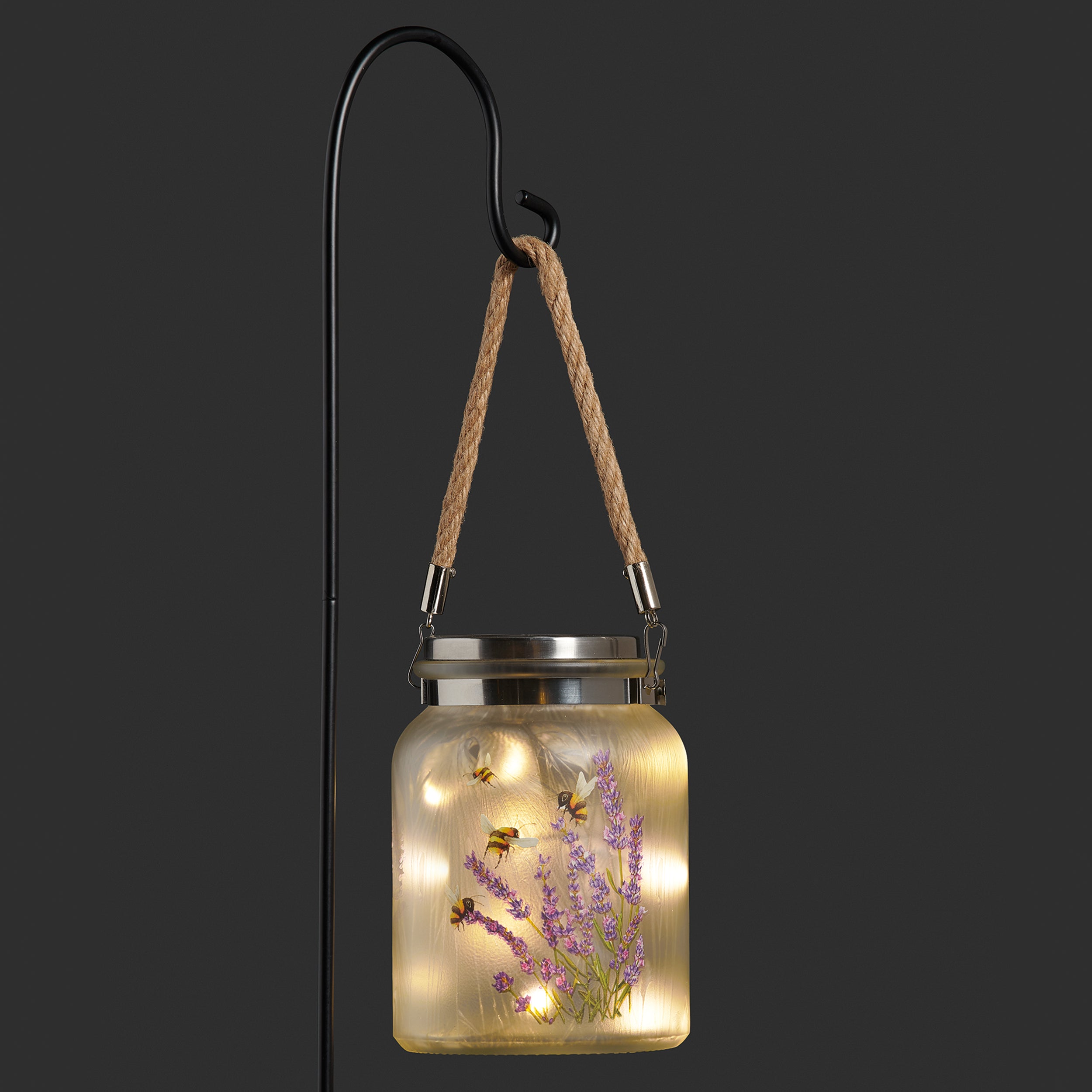 Solar-Powered Nature Jar Garden Light with Stake