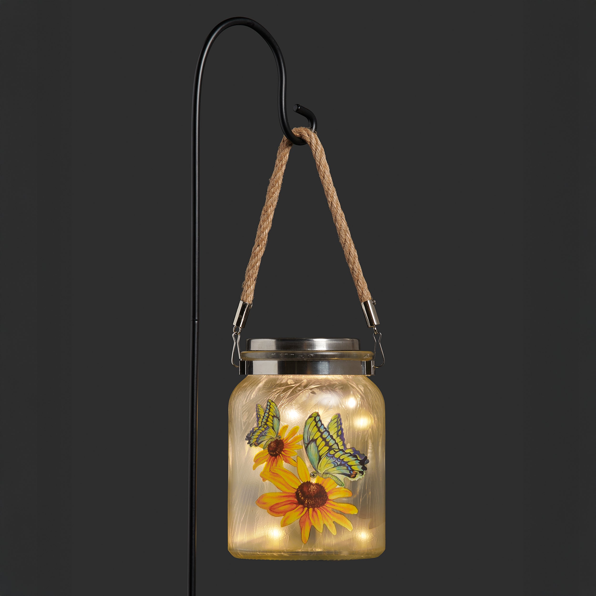 Solar-Powered Nature Jar Garden Light with Stake