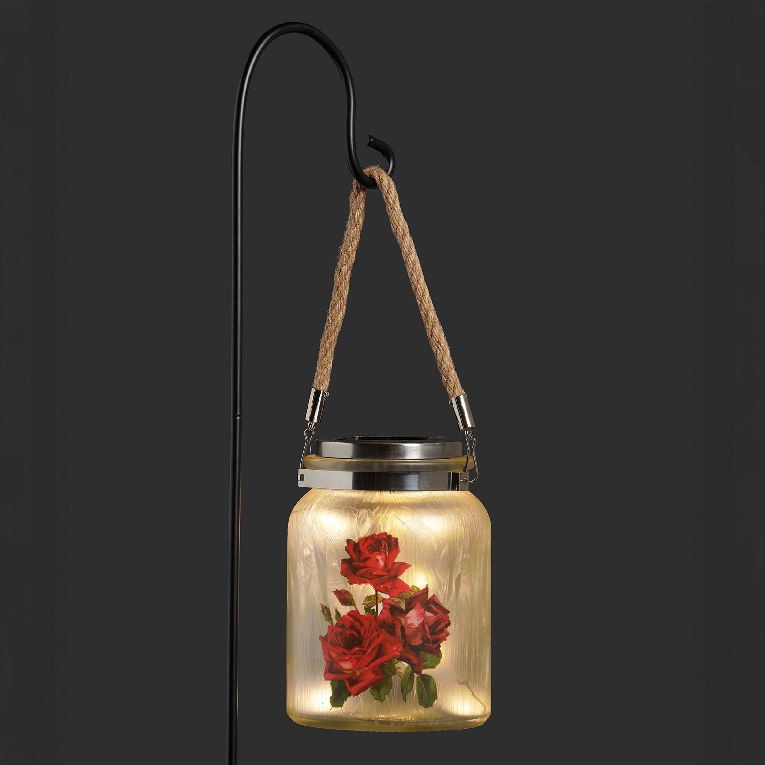Solar-Powered Nature Jar Garden Light with Stake