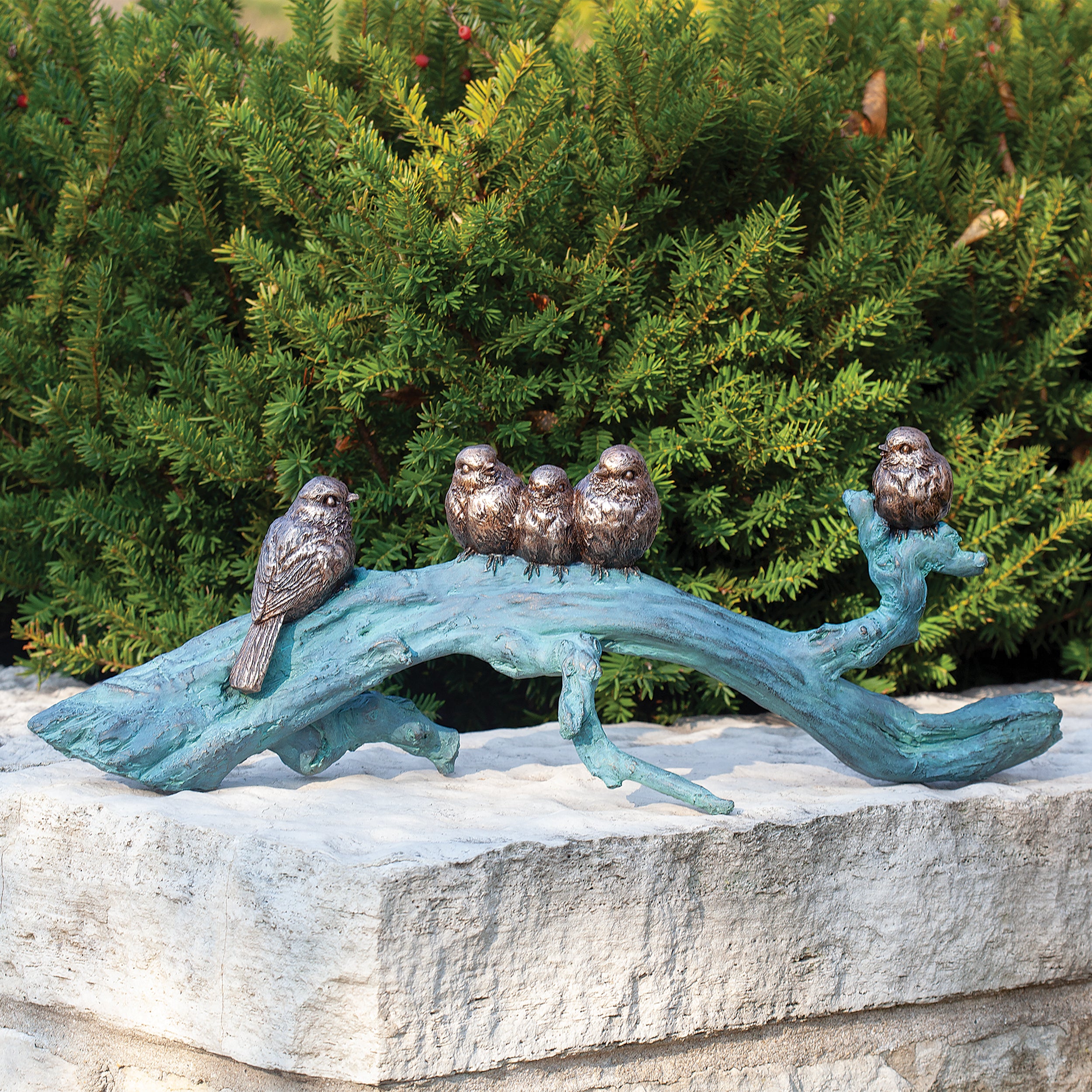 Birds on Branch Resin Garden Statue