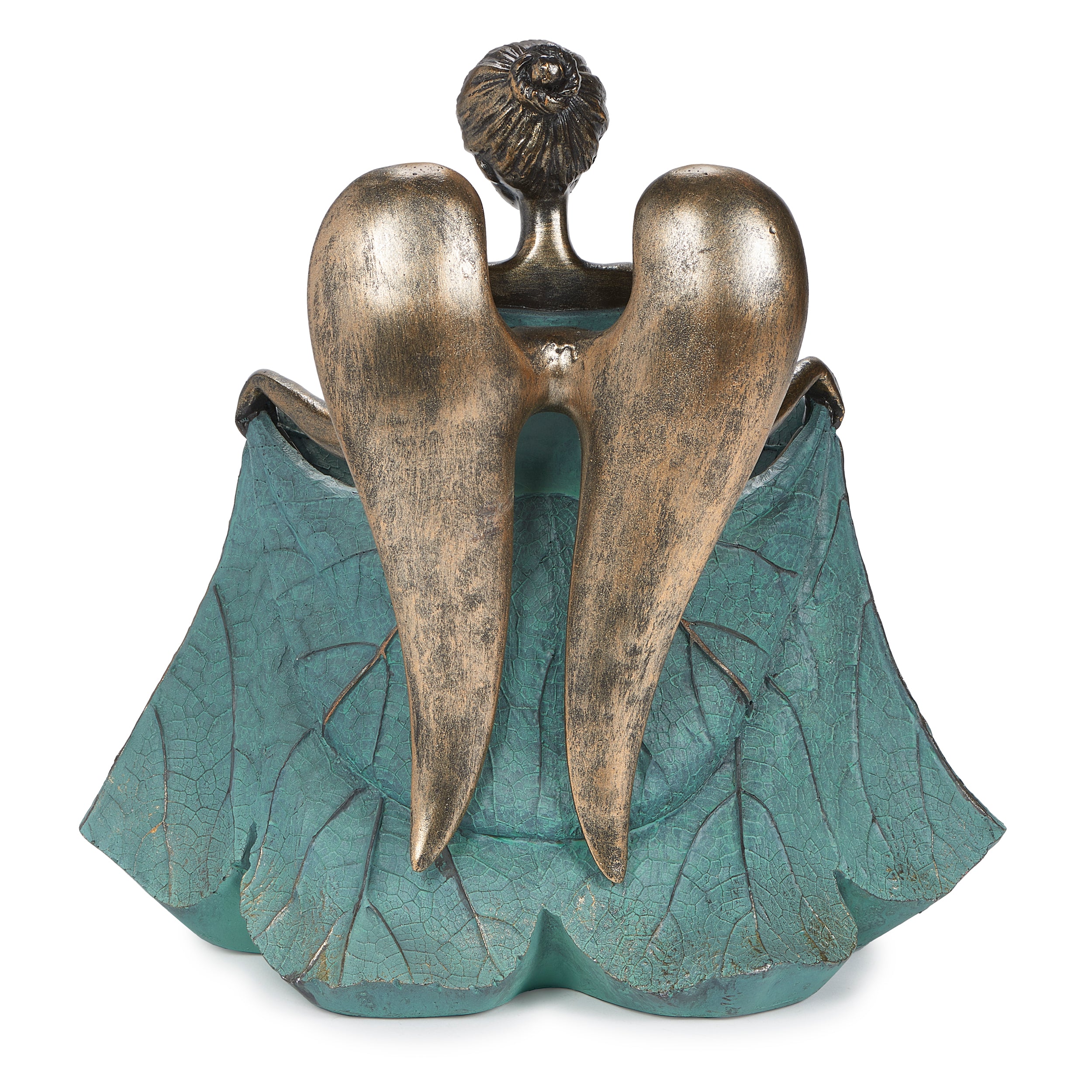 Bronze Curtsy Angel Bird Feeder Garden Statue