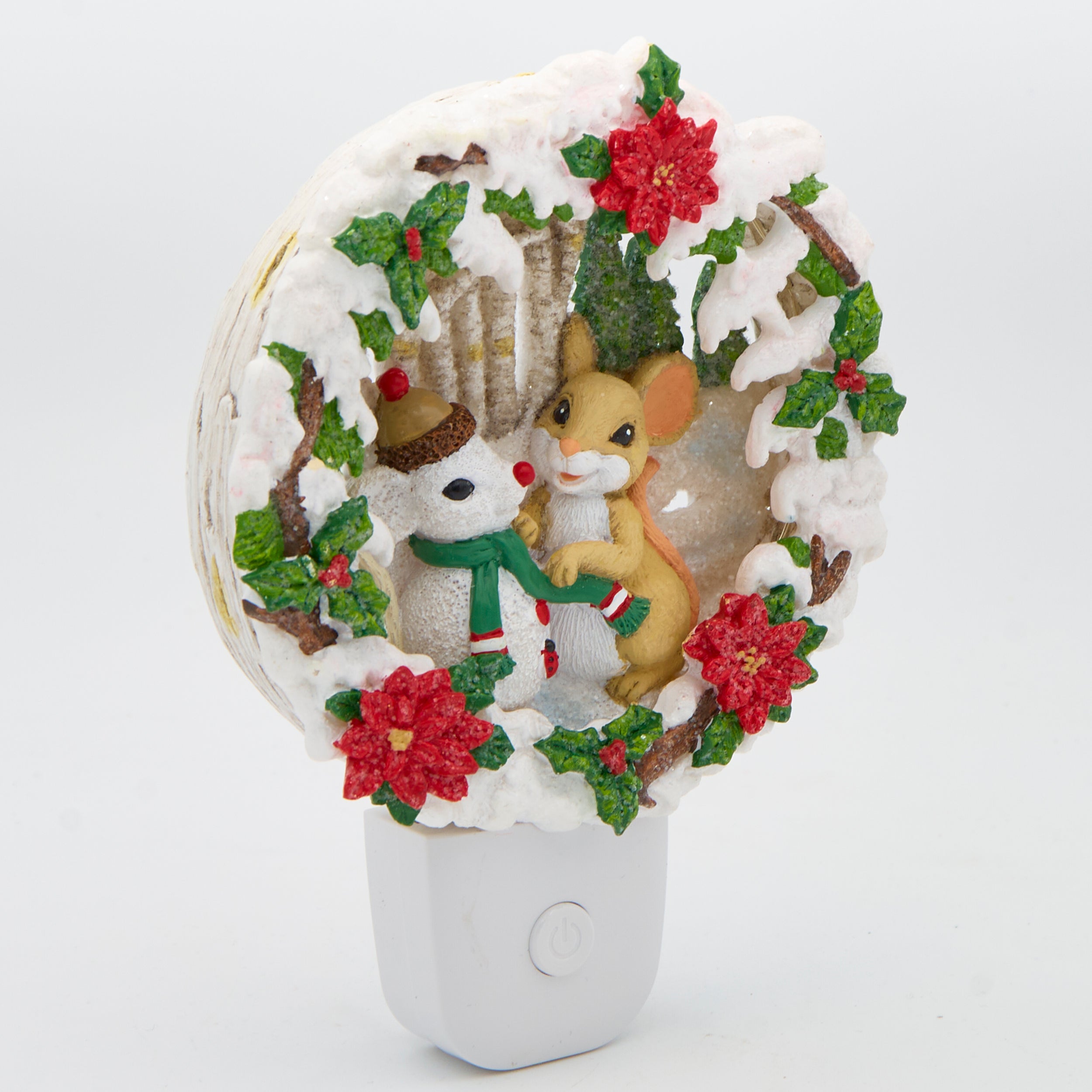 Roman Lights Snowy Mouse Wreath Night-Light