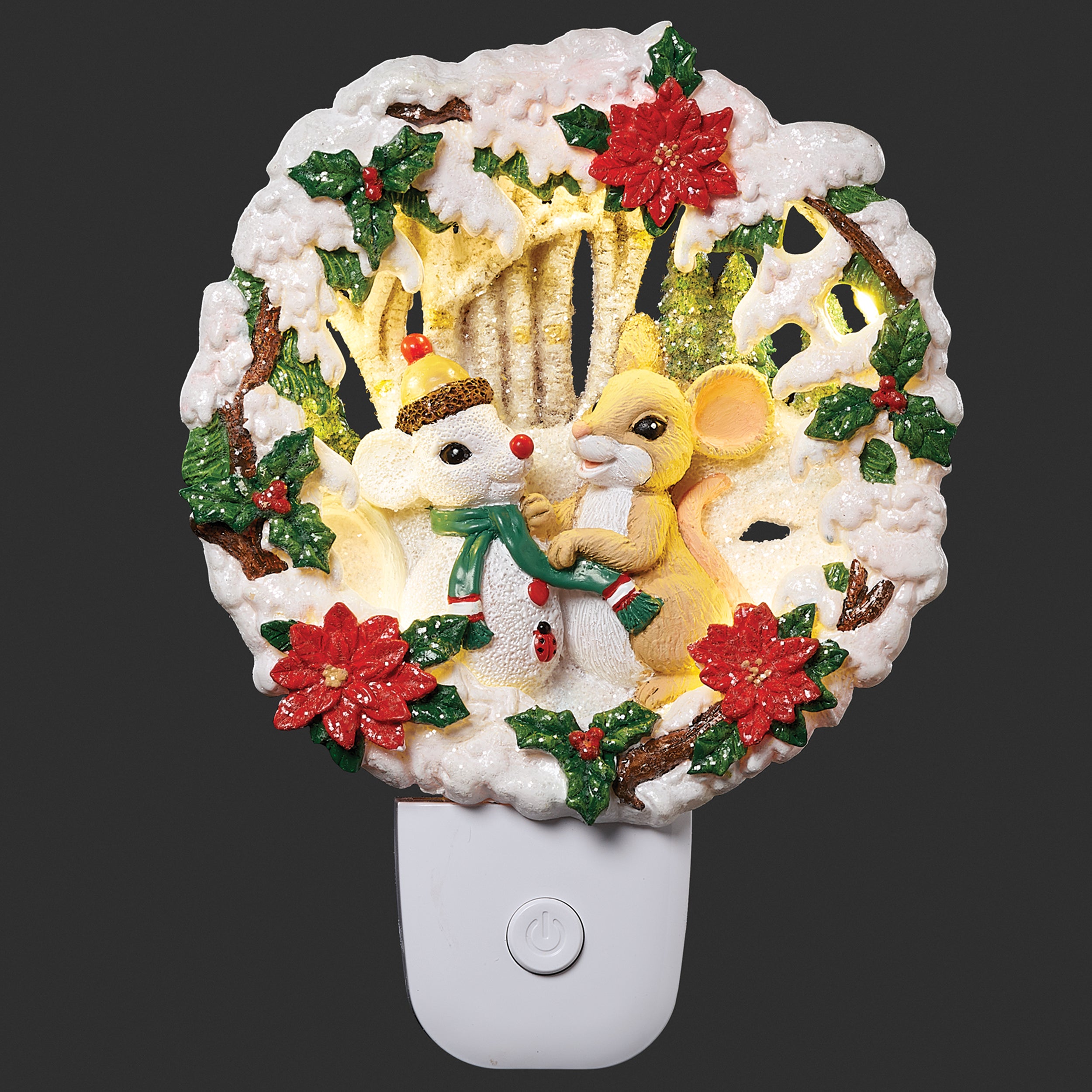 Roman Lights Snowy Mouse Wreath Night-Light