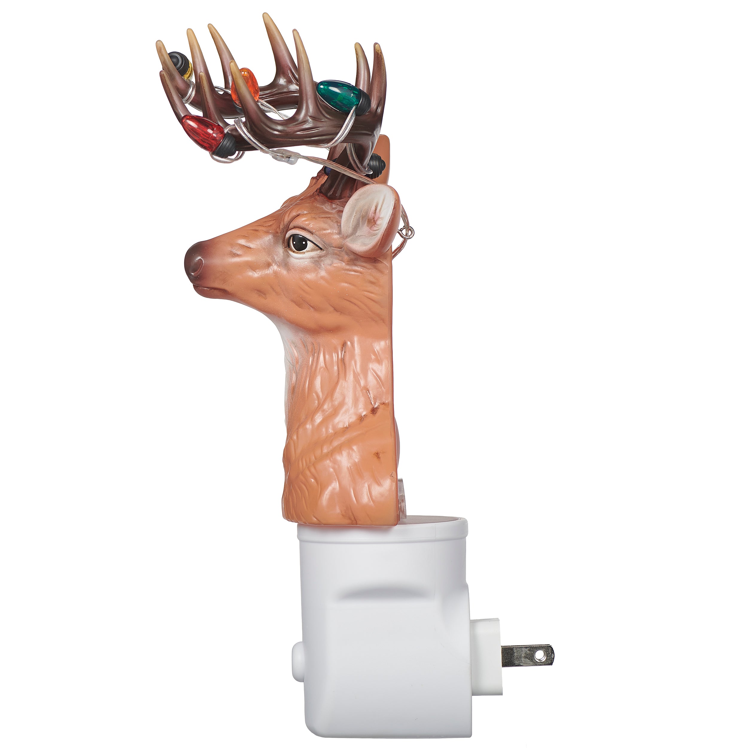 Deer head night light on a white background