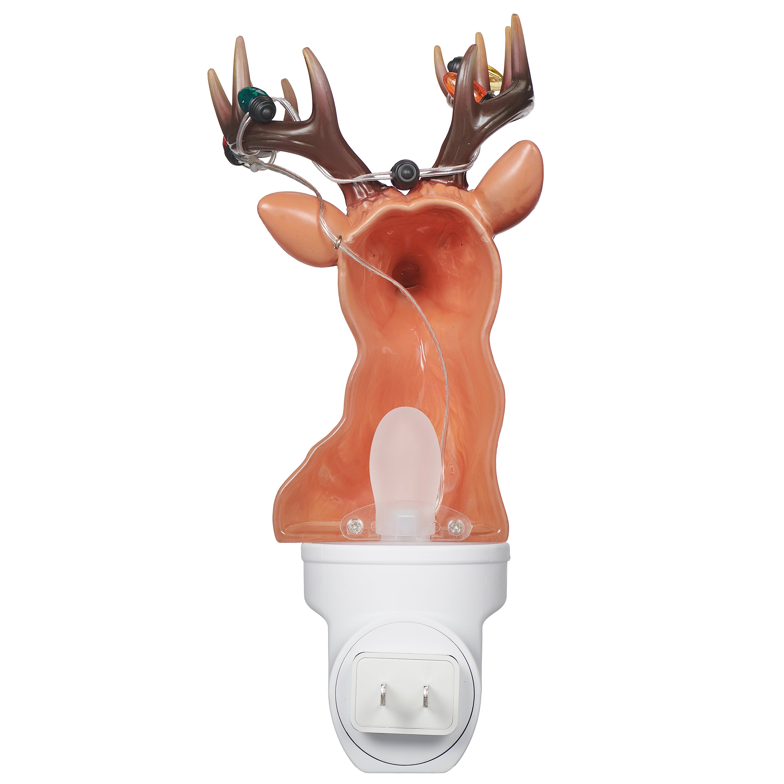 Deer-shaped night light with antlers on a white background