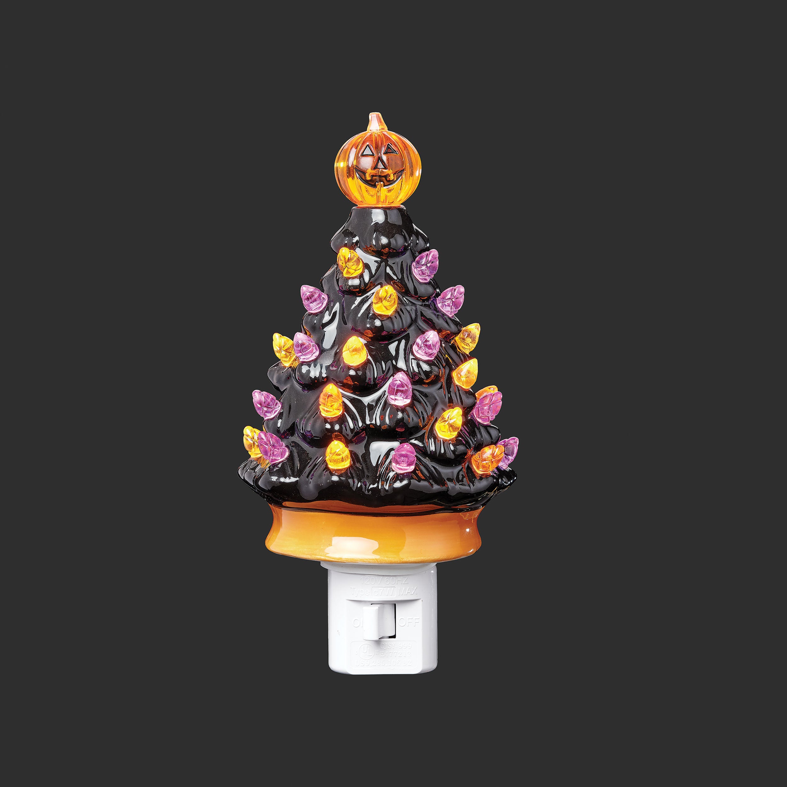 Halloween tree night light with a pumpkin on top