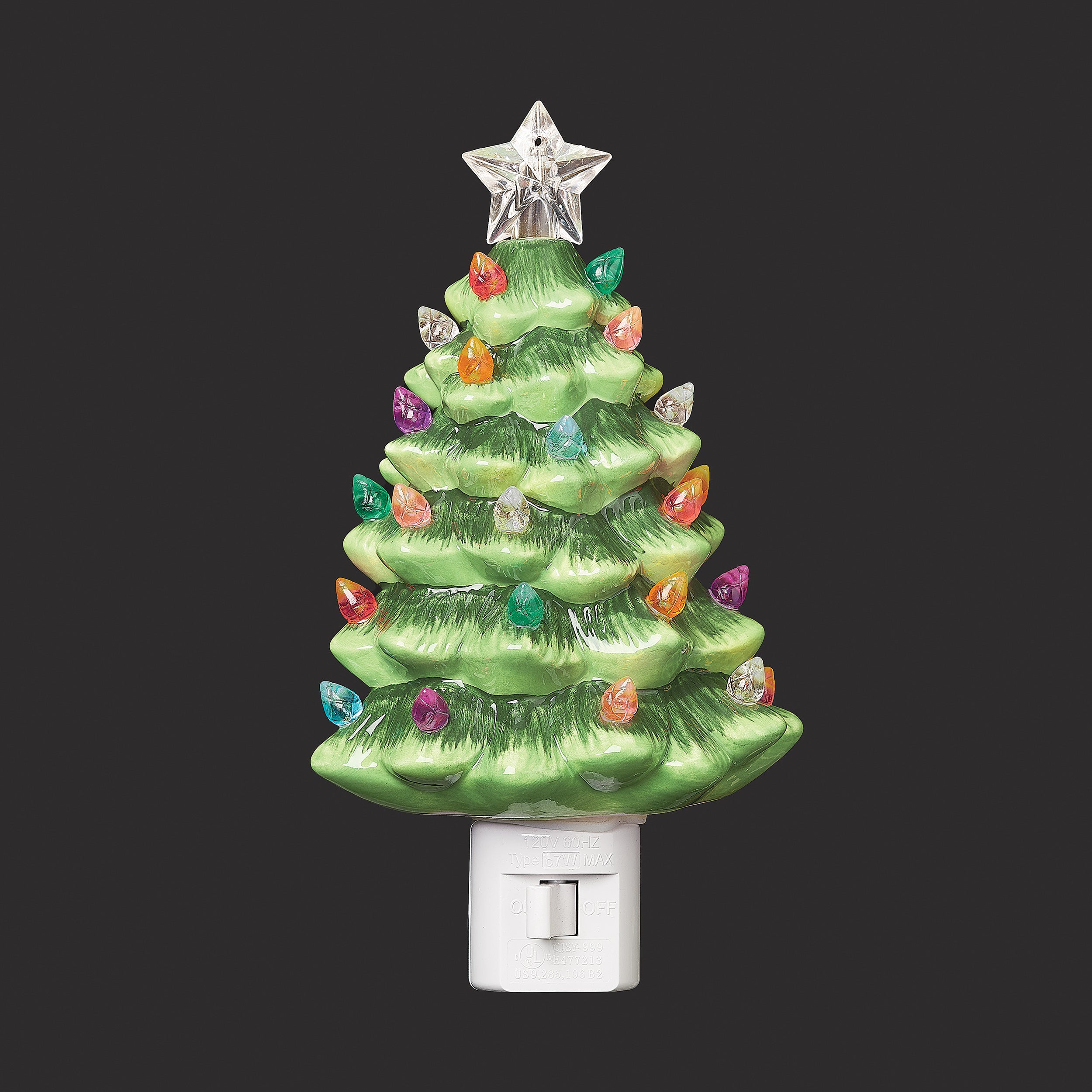 Roman Lights Vintage Green Christmas Tree Night-Light