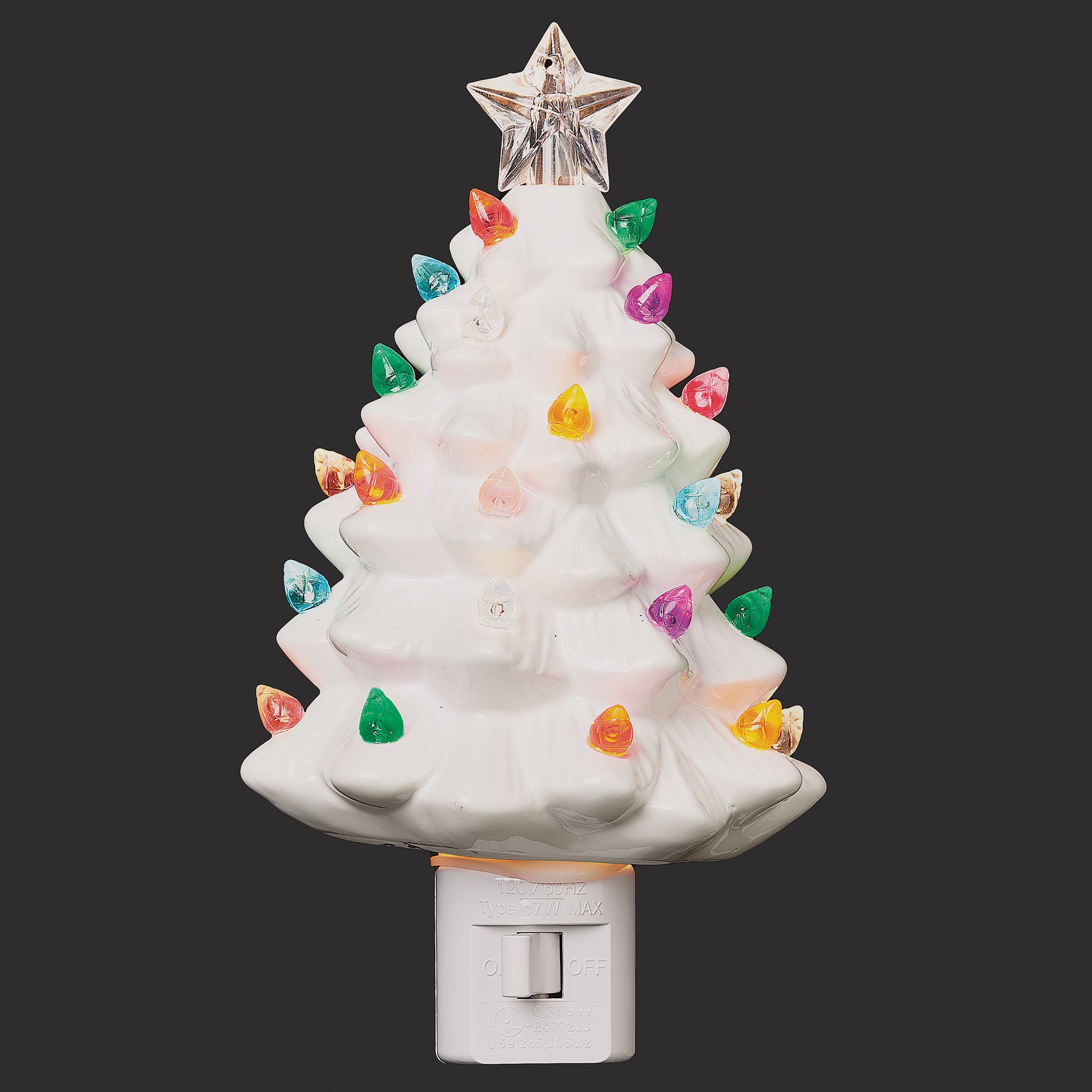 Roman Lights Vintage White Christmas Tree Night-Light
