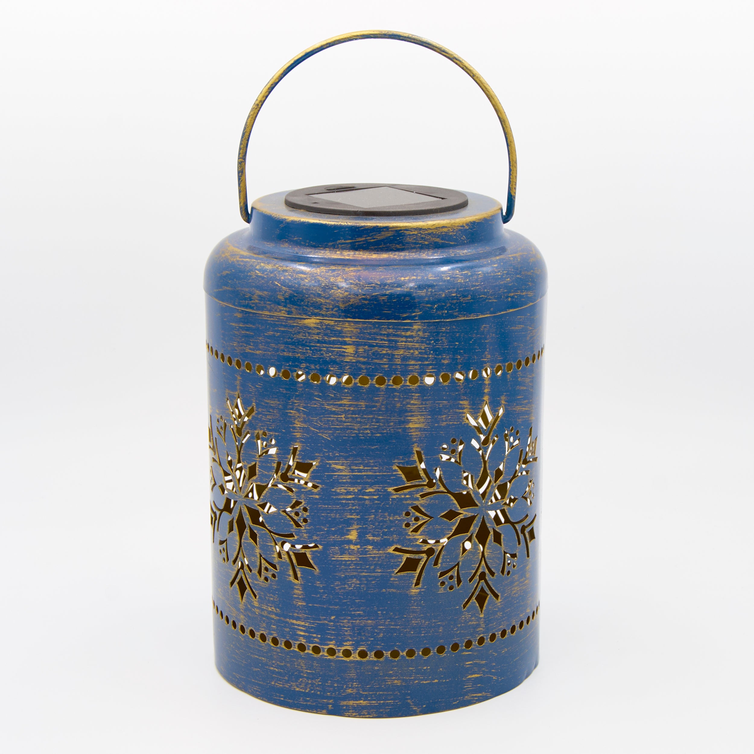 Roman Lights Blue Solar Projecting Snowflake Lantern
