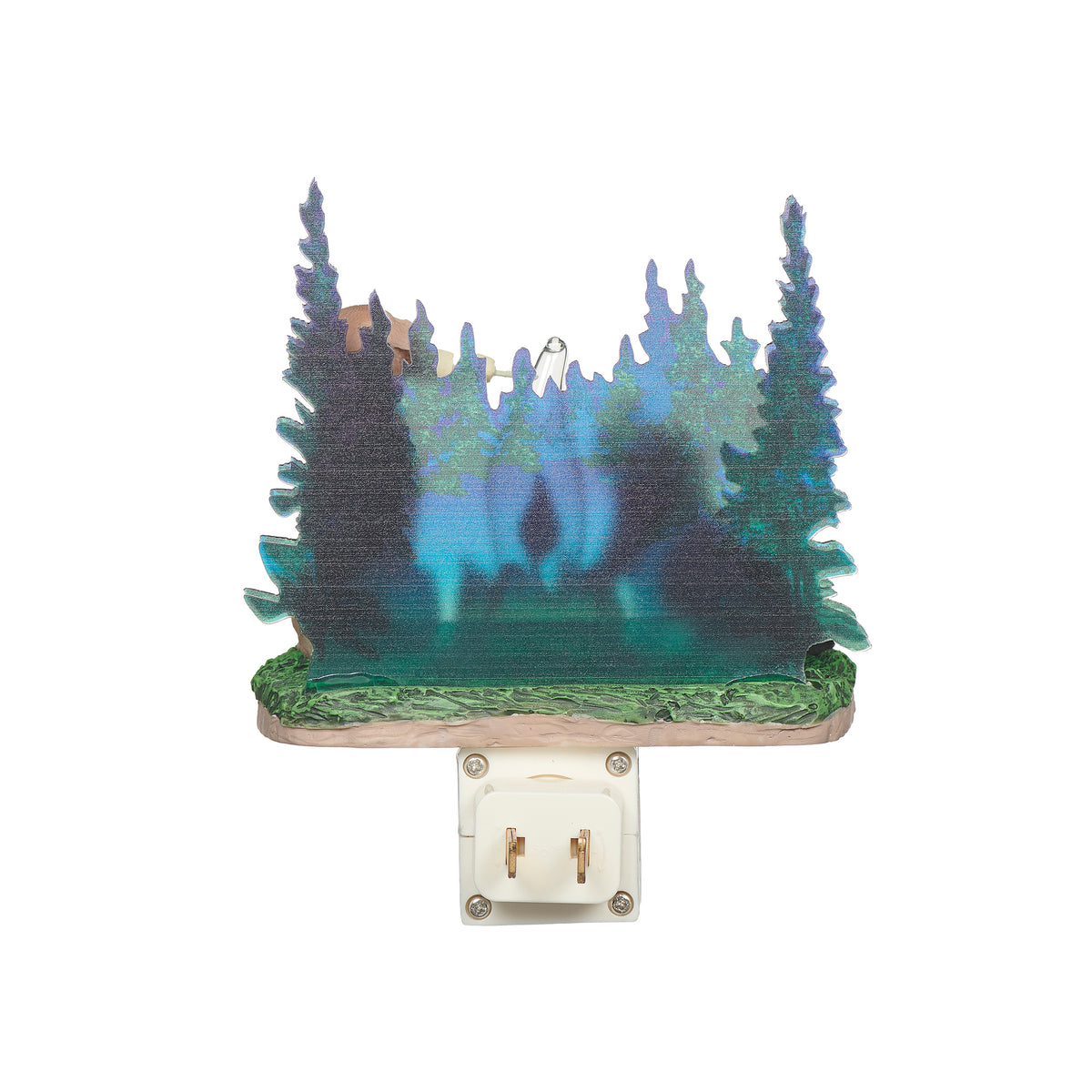Decorative night light with two dogs by a campfire, one holding a marshmallow stick