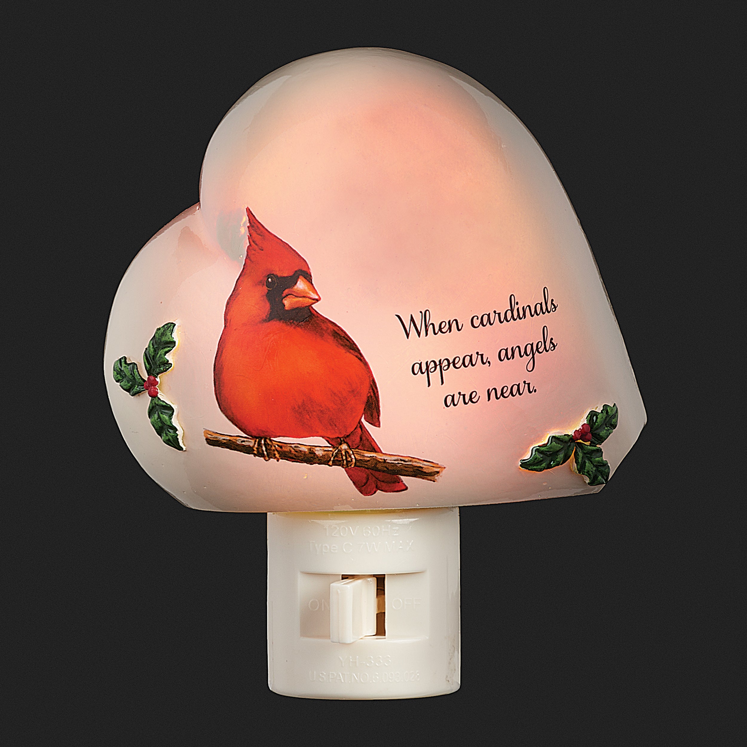 Roman Lights Cardinal on Heart with Hidden Angel Night-Light