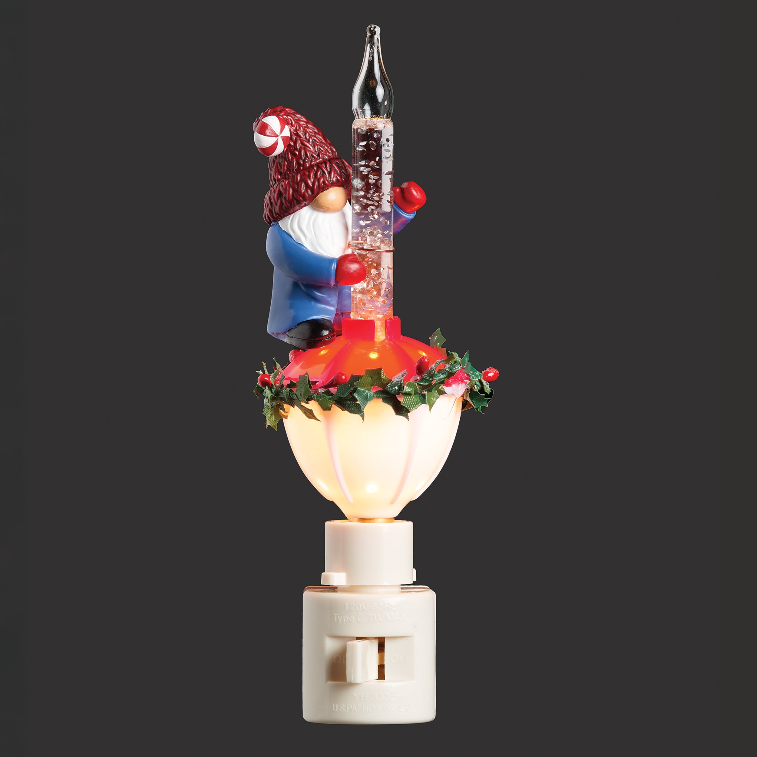 Roman Lights Holly Gnome Bubble Night-Light