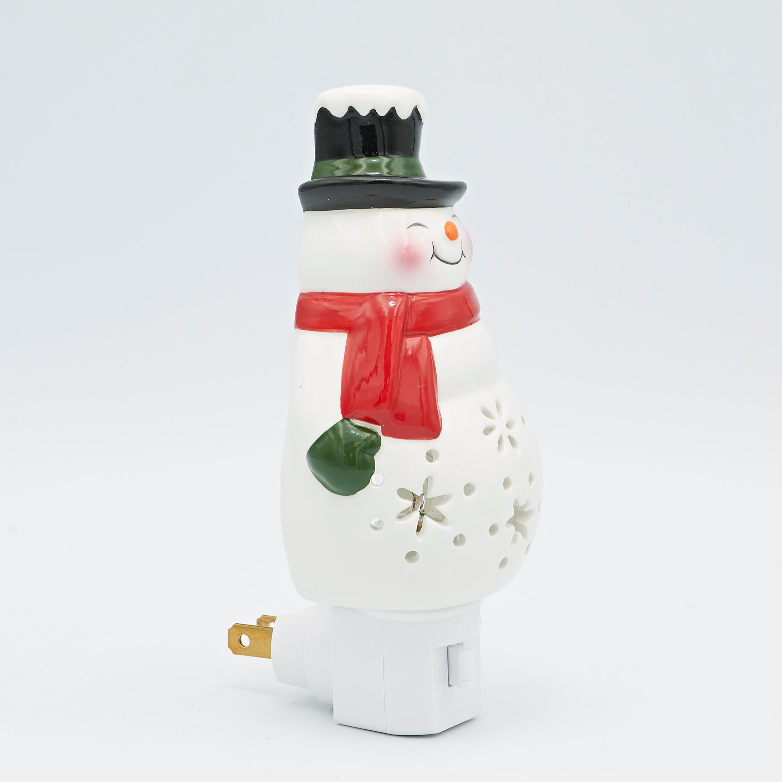 Roman Lights Cheerful Snowman with Snowflake Cutouts Night-Light