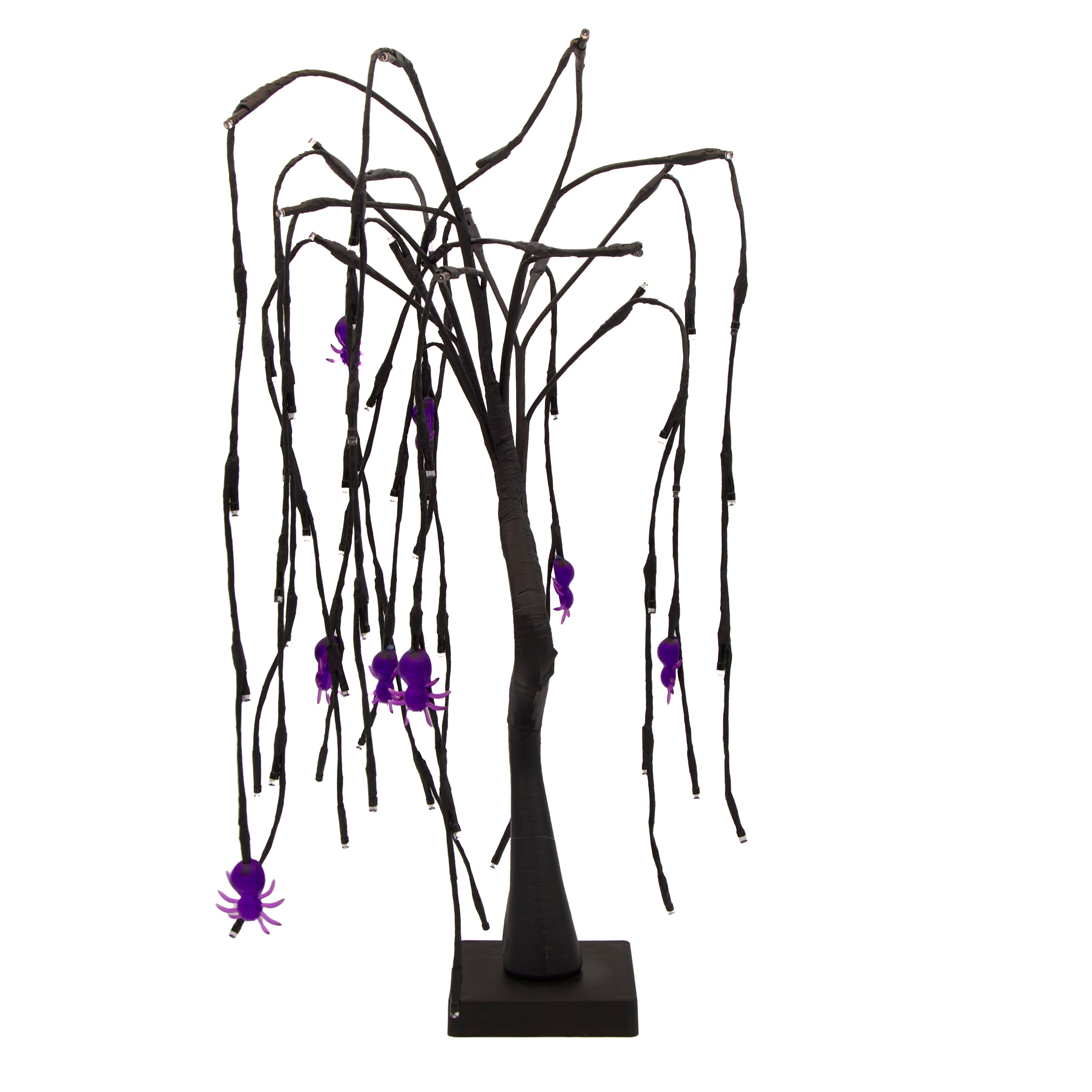 Roman Lights Purple Lighted Halloween Tree with Spiders