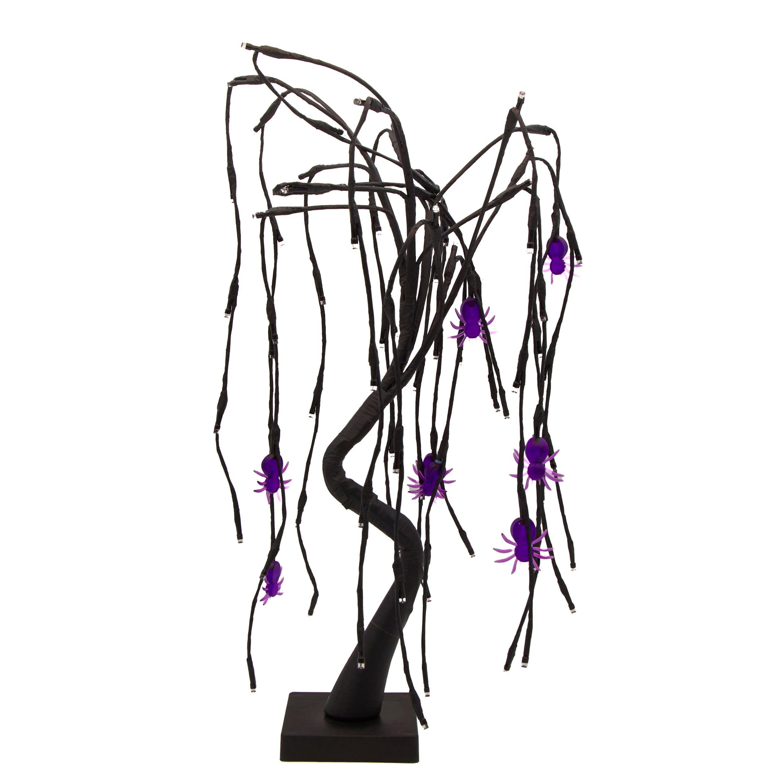Roman Lights Purple Lighted Halloween Tree with Spiders