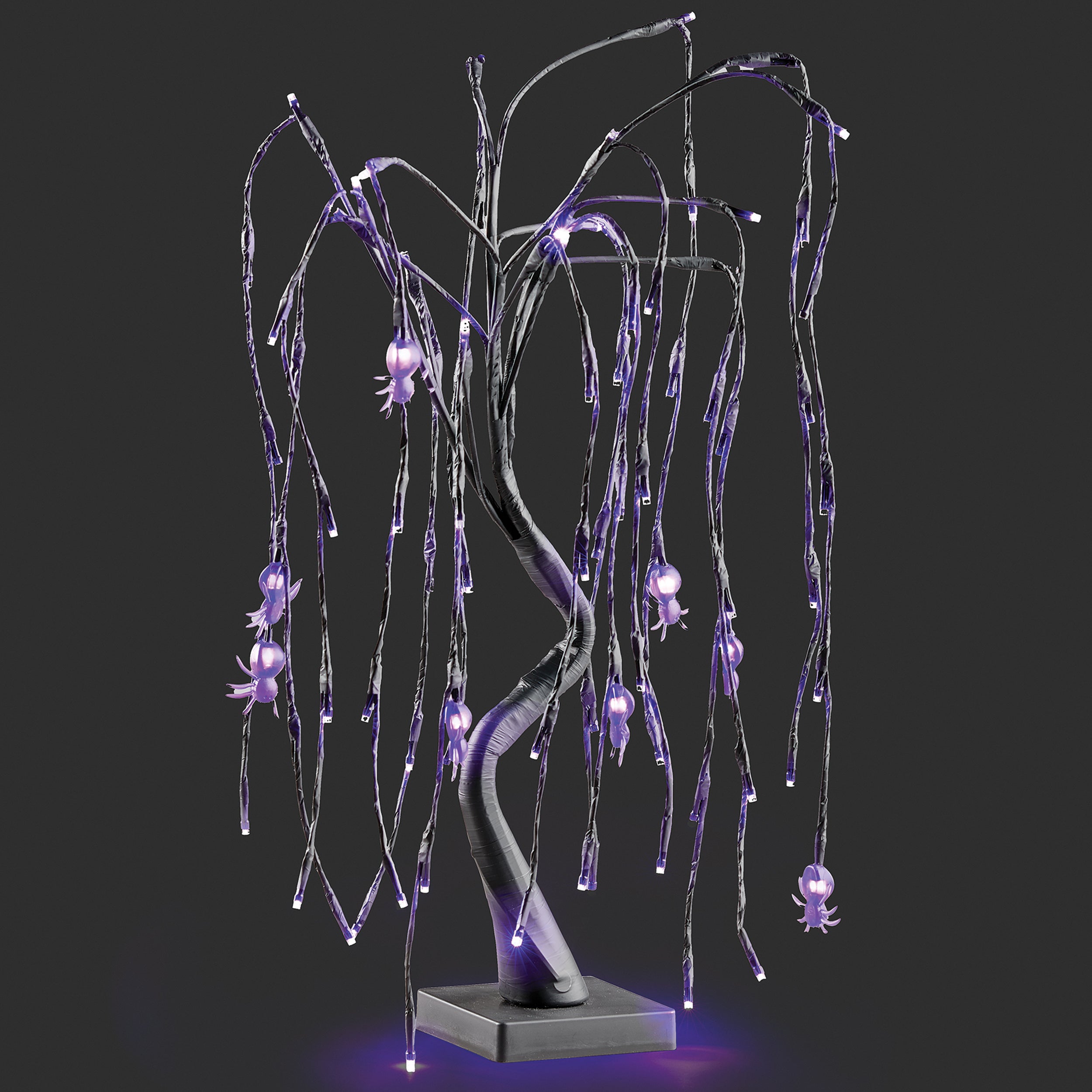 Roman Lights Purple Lighted Halloween Tree with Spiders