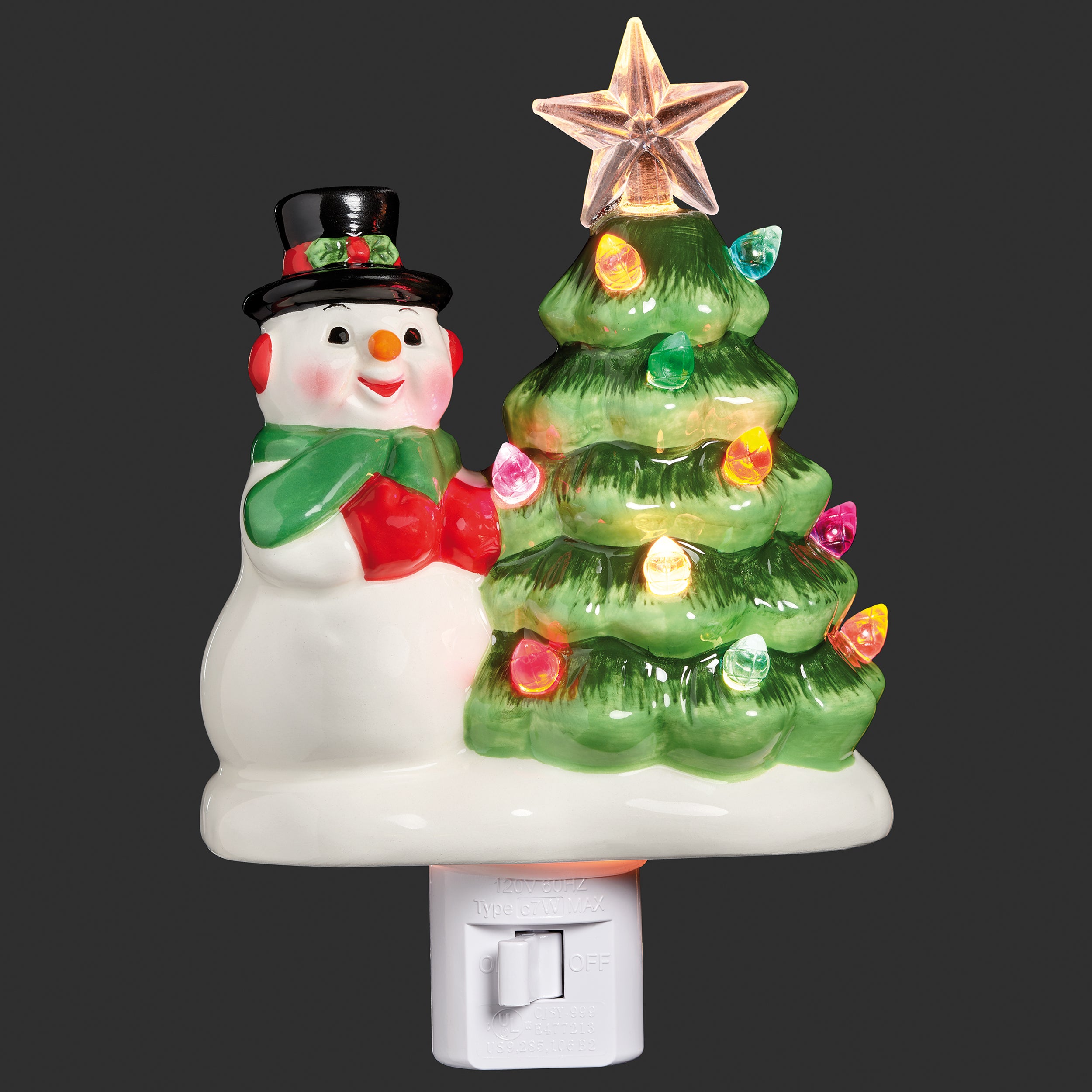 Roman Lights Snowman & Christmas Tree Night-Light