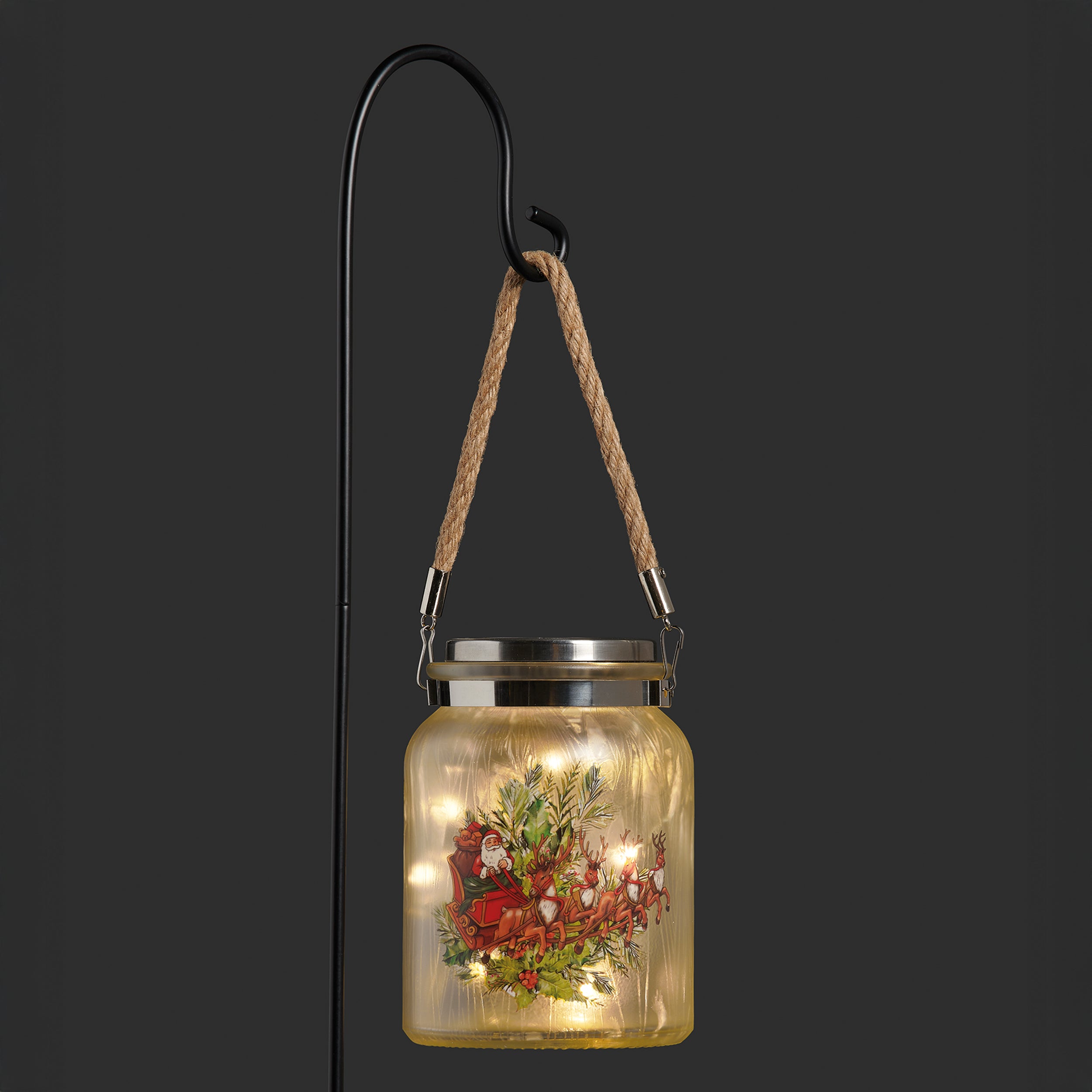 Roman Lights Solar Lantern with Santa & Reindeer