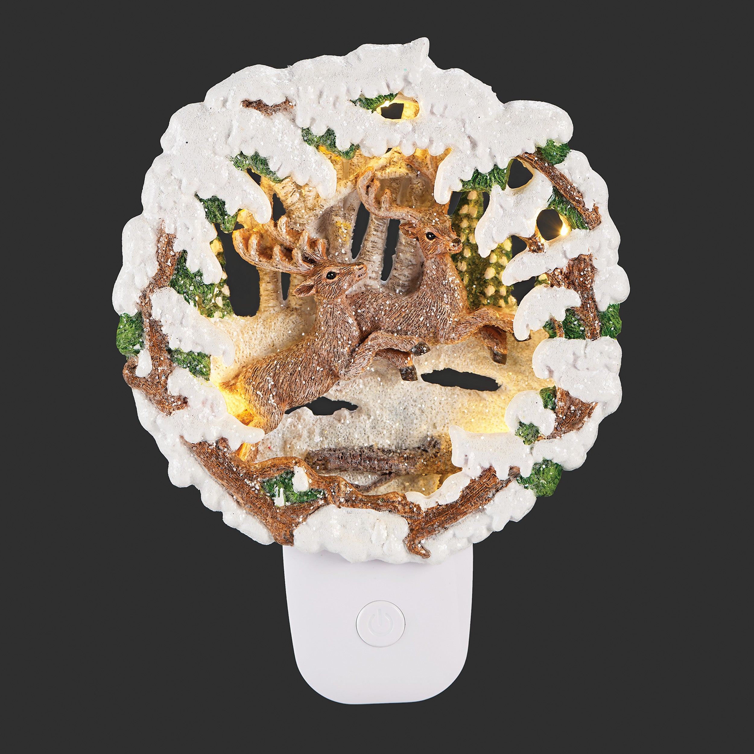 Roman Lights Leaping Deer Winter Scene Night-Light