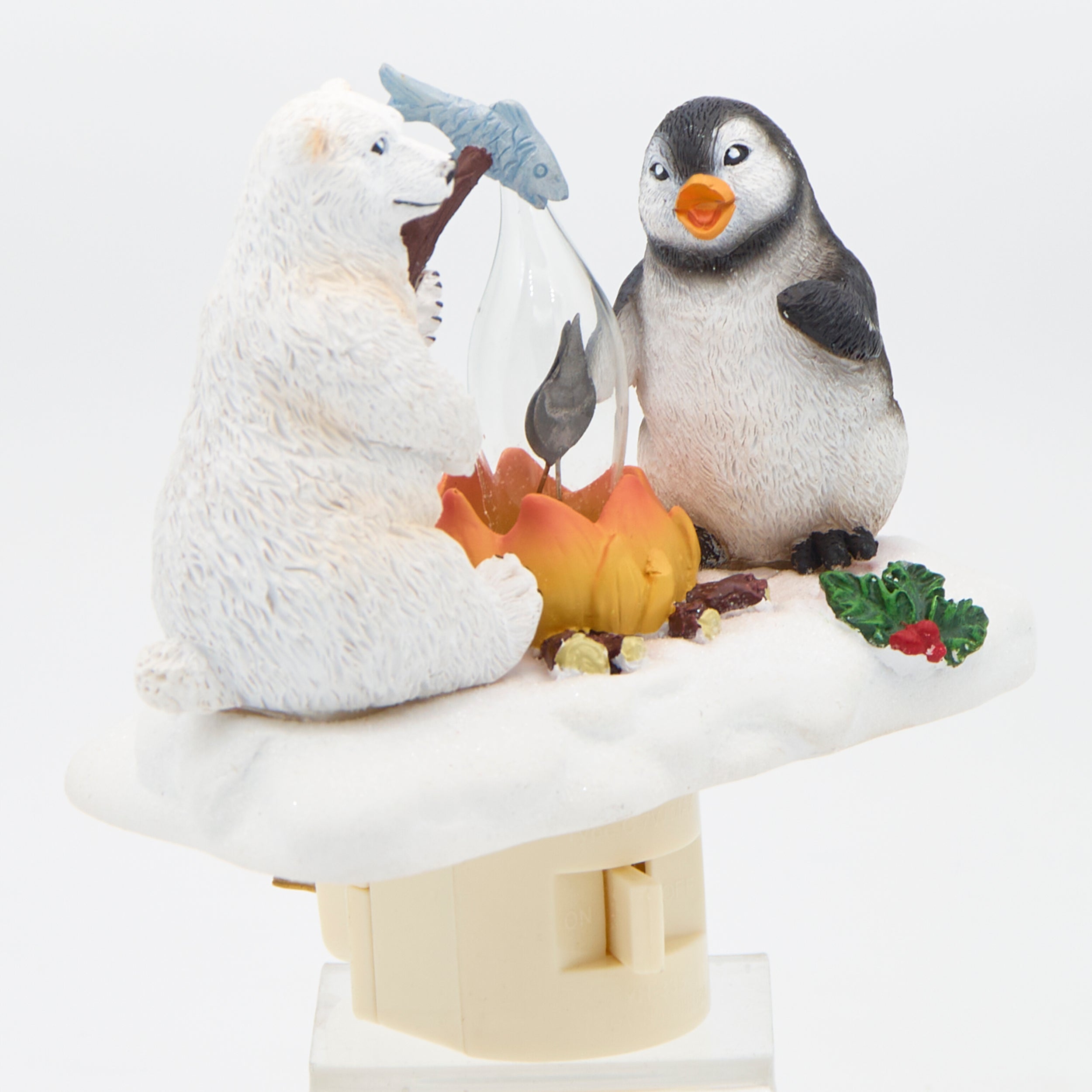 Roman Lights Polar Bear & Penguin Roasting Marshmallows Night-Light