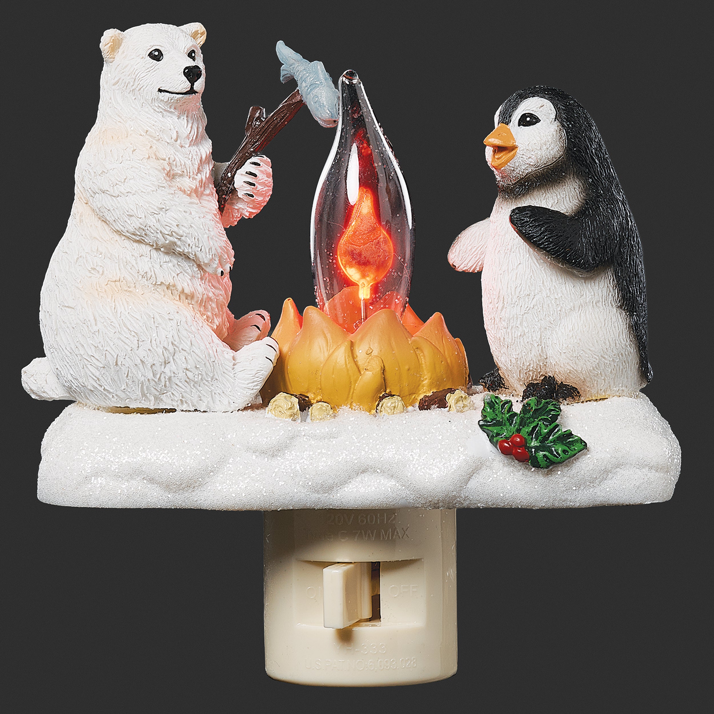 Roman Lights Polar Bear & Penguin Roasting Marshmallows Night-Light