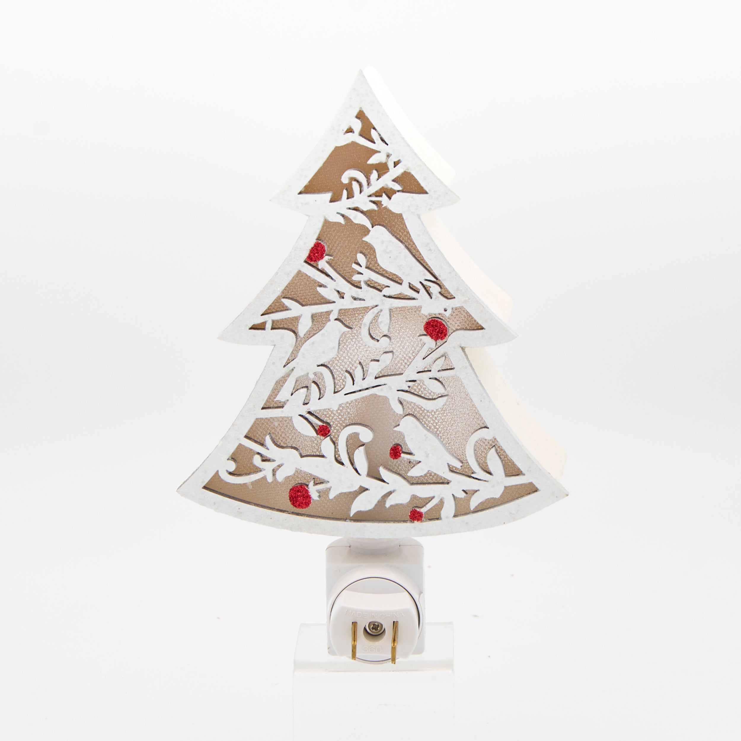 Roman Lights Winter White Tree with Birds & Berries Night-Light