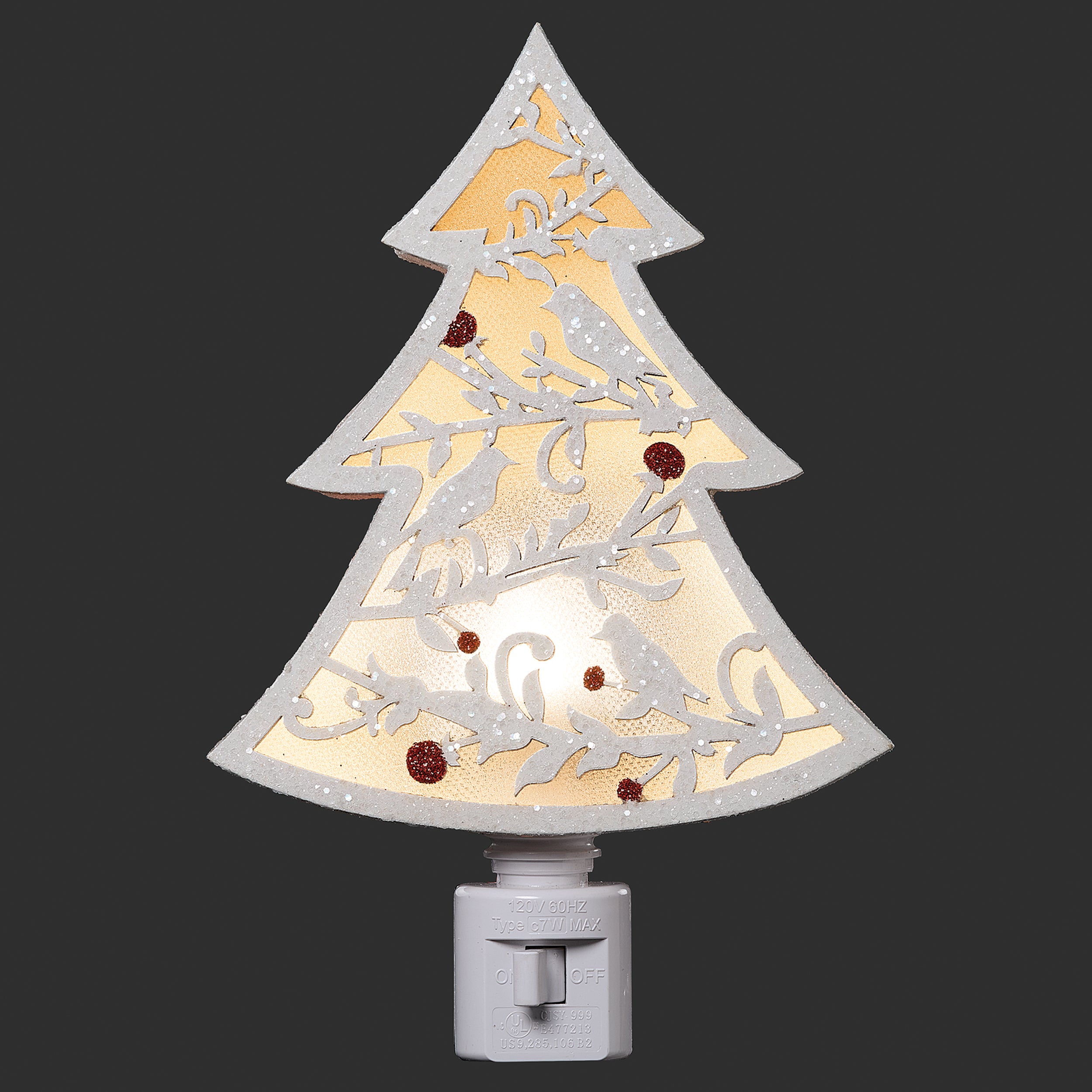 Roman Lights Winter White Tree with Birds & Berries Night-Light
