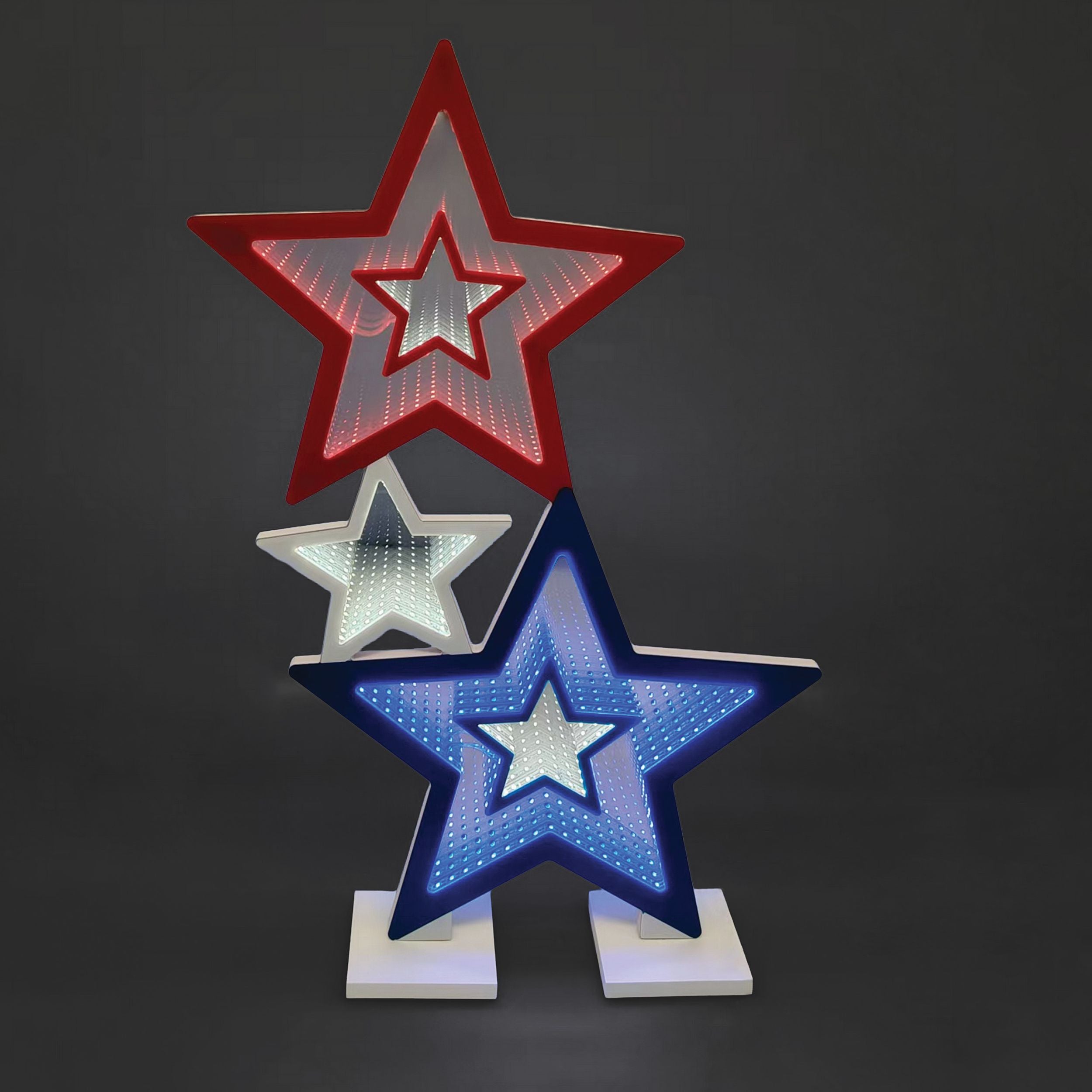 Roman Lights Red, White, & Blue Stars Eternity Table Decor