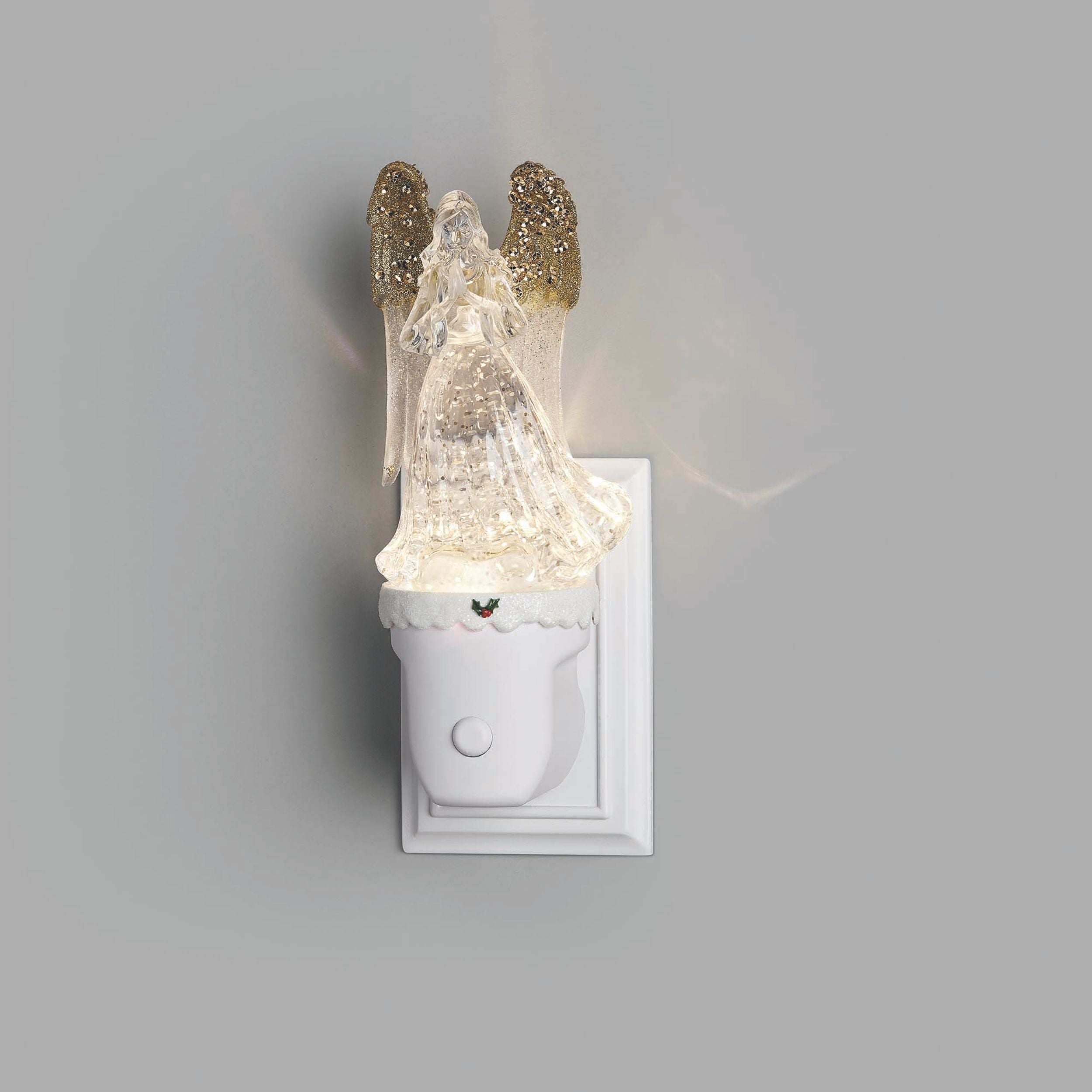 Decorative night light shaped like a horse with angel wings on a gray background