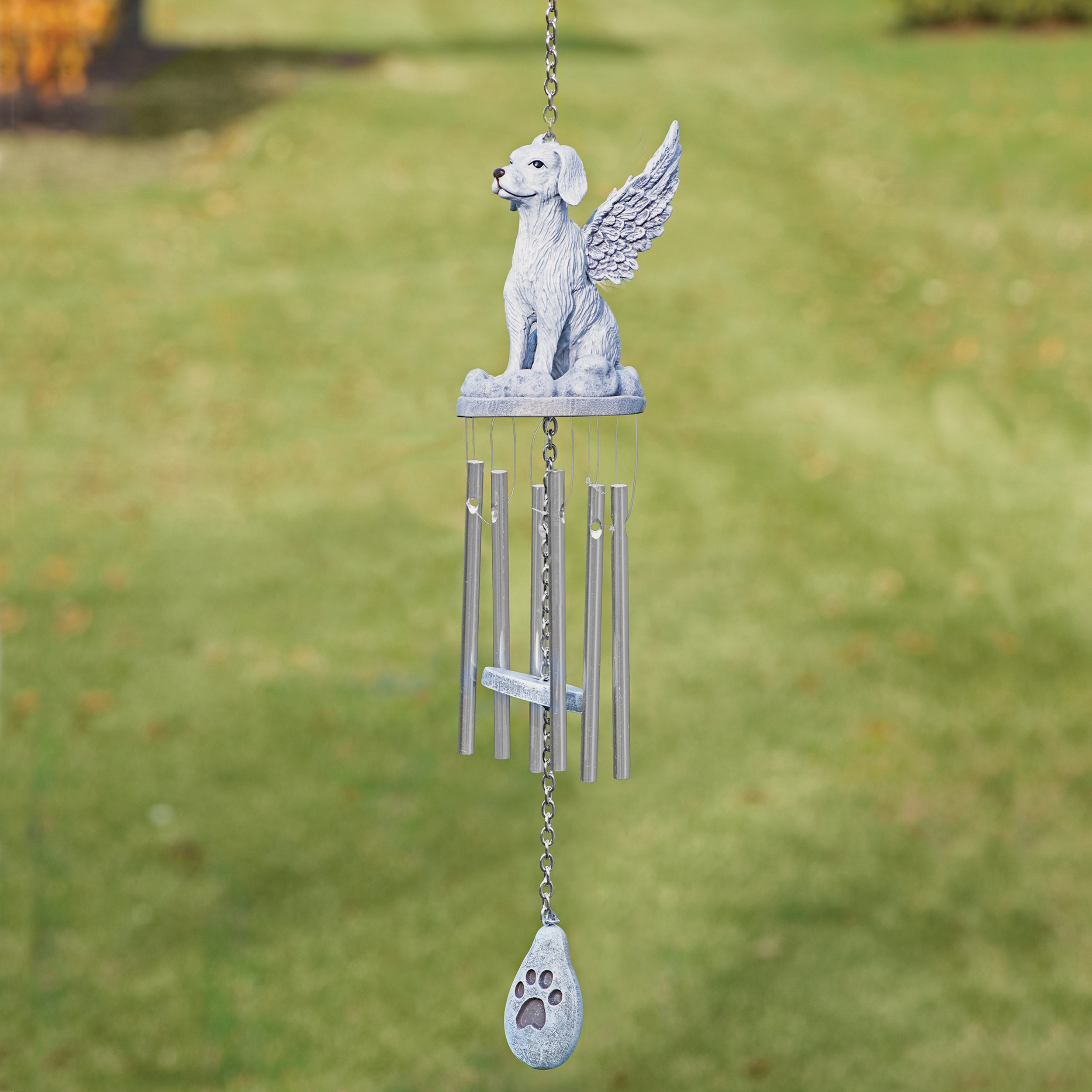 Dog Memorial Wind Chime with Angel Wings