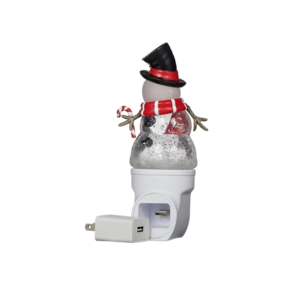 Side view of Roman Lights Snowman Night-Light with plug