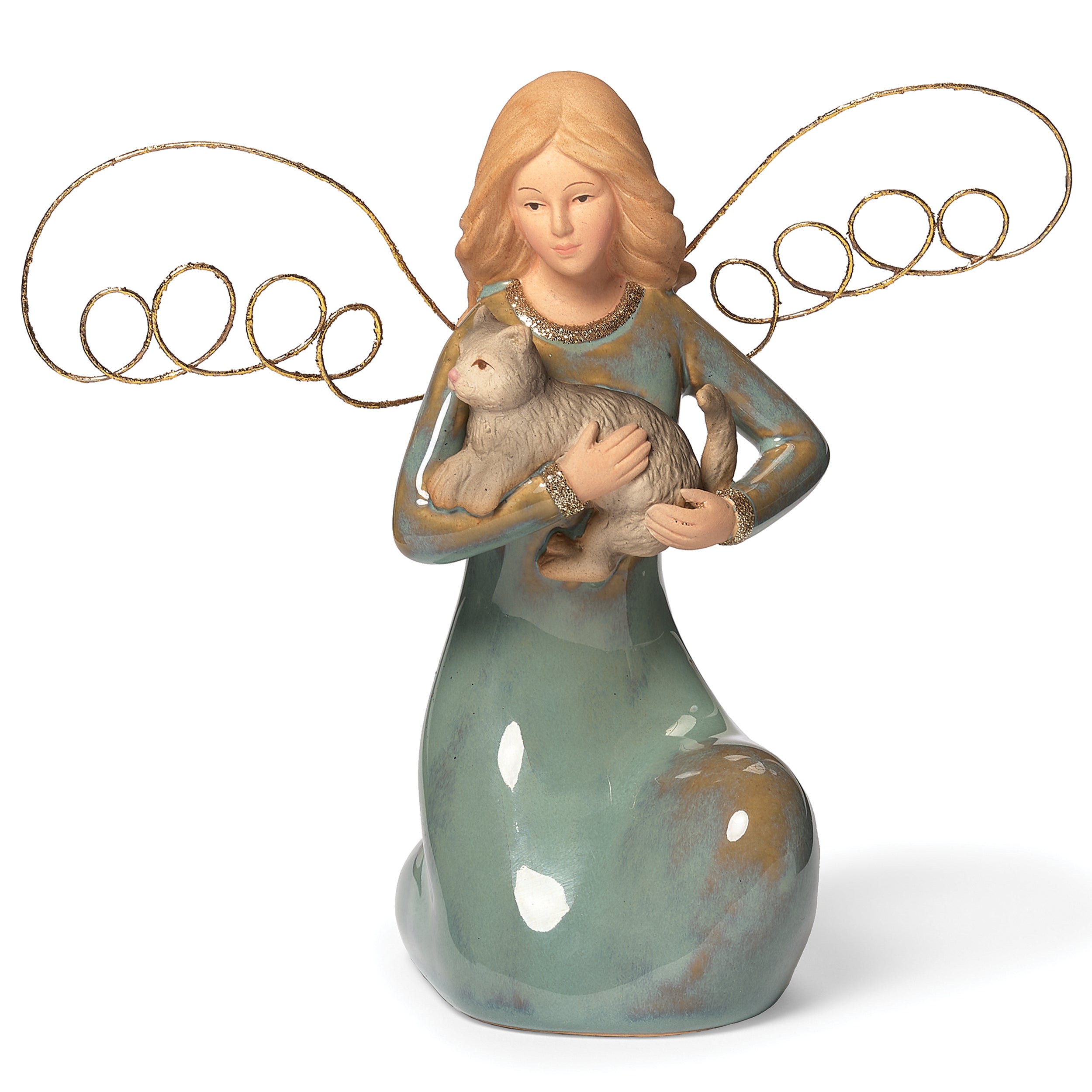 Angel Holding Cat Figure