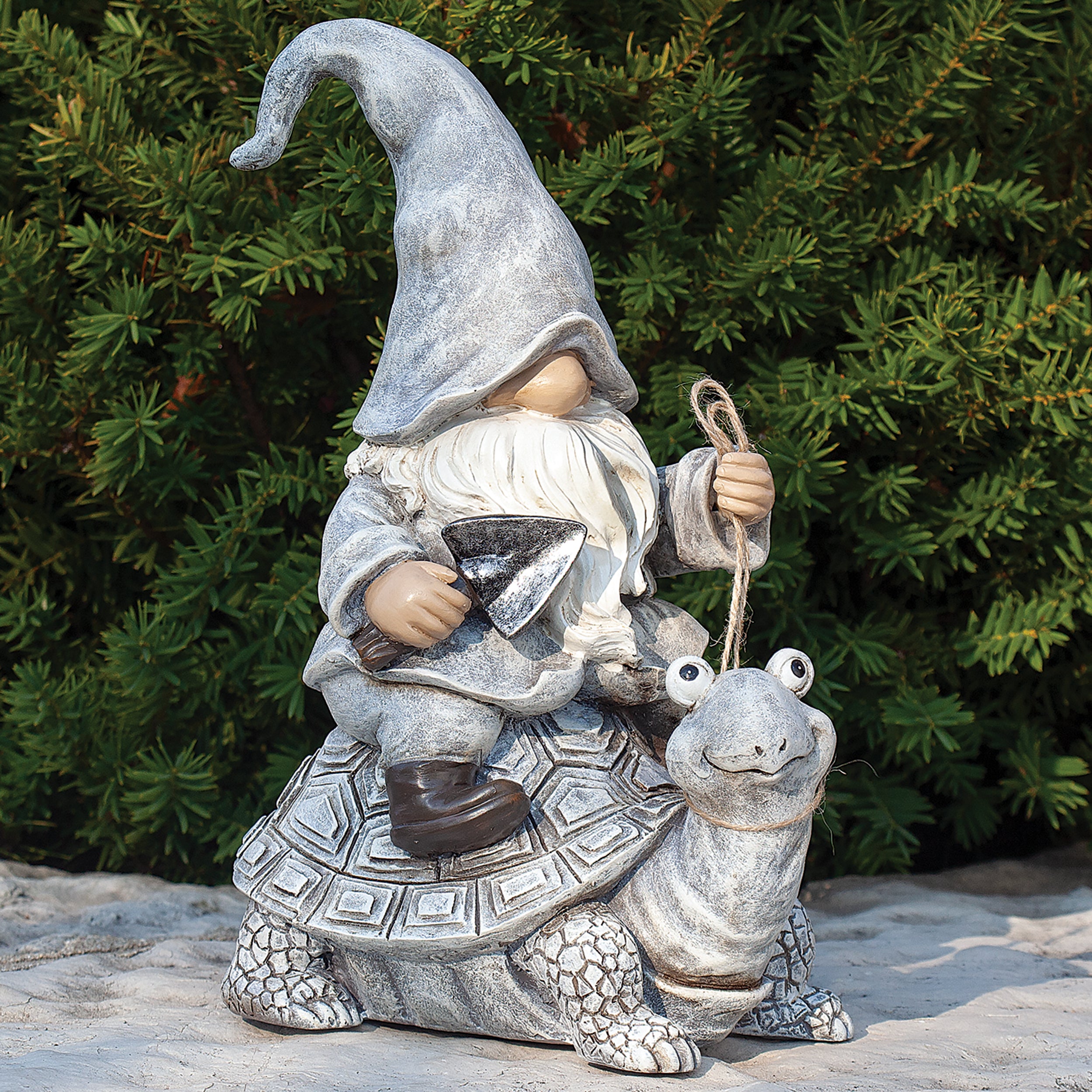 Gnome Riding Turtle Statue