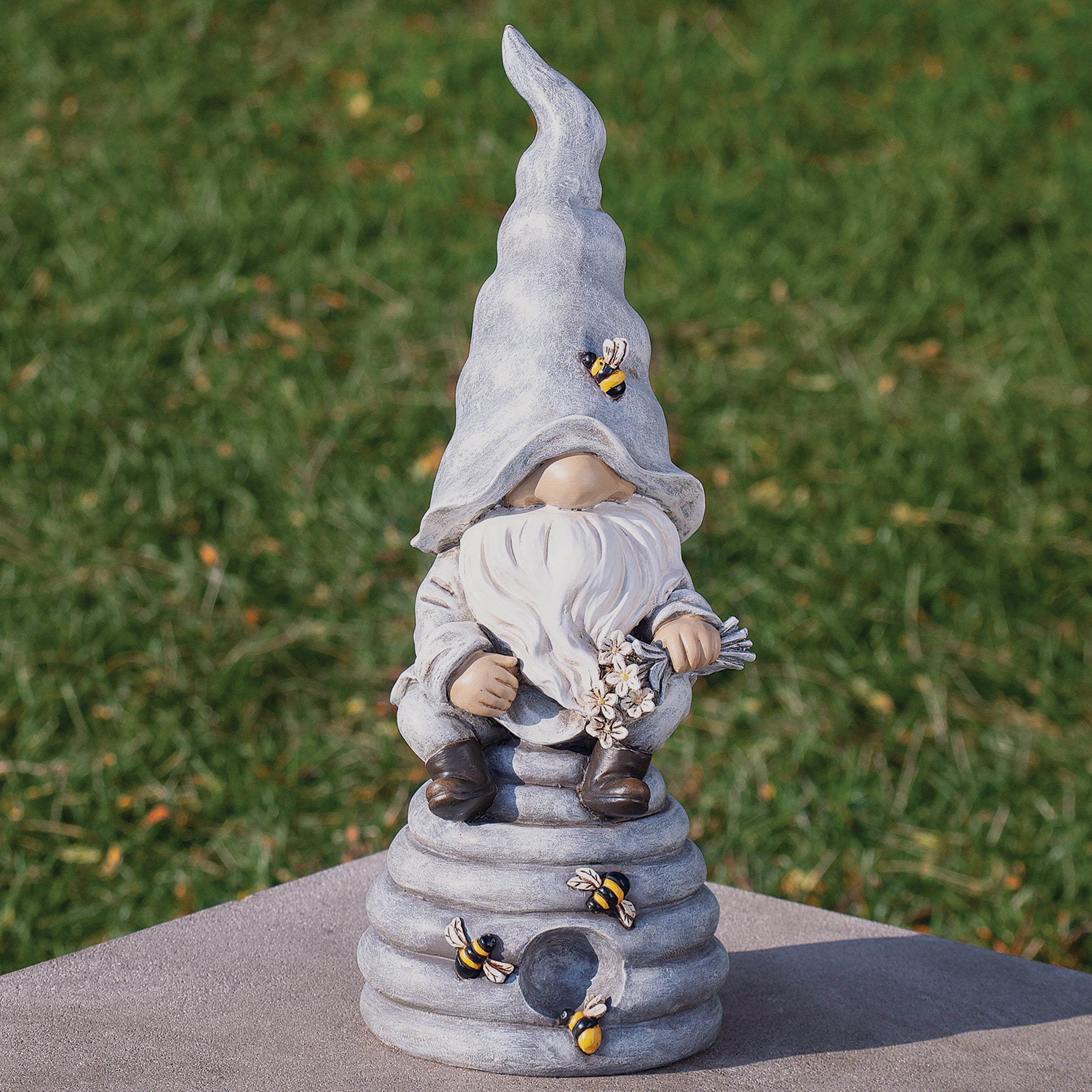 Whimsical Gnome & Beehive Garden Statue