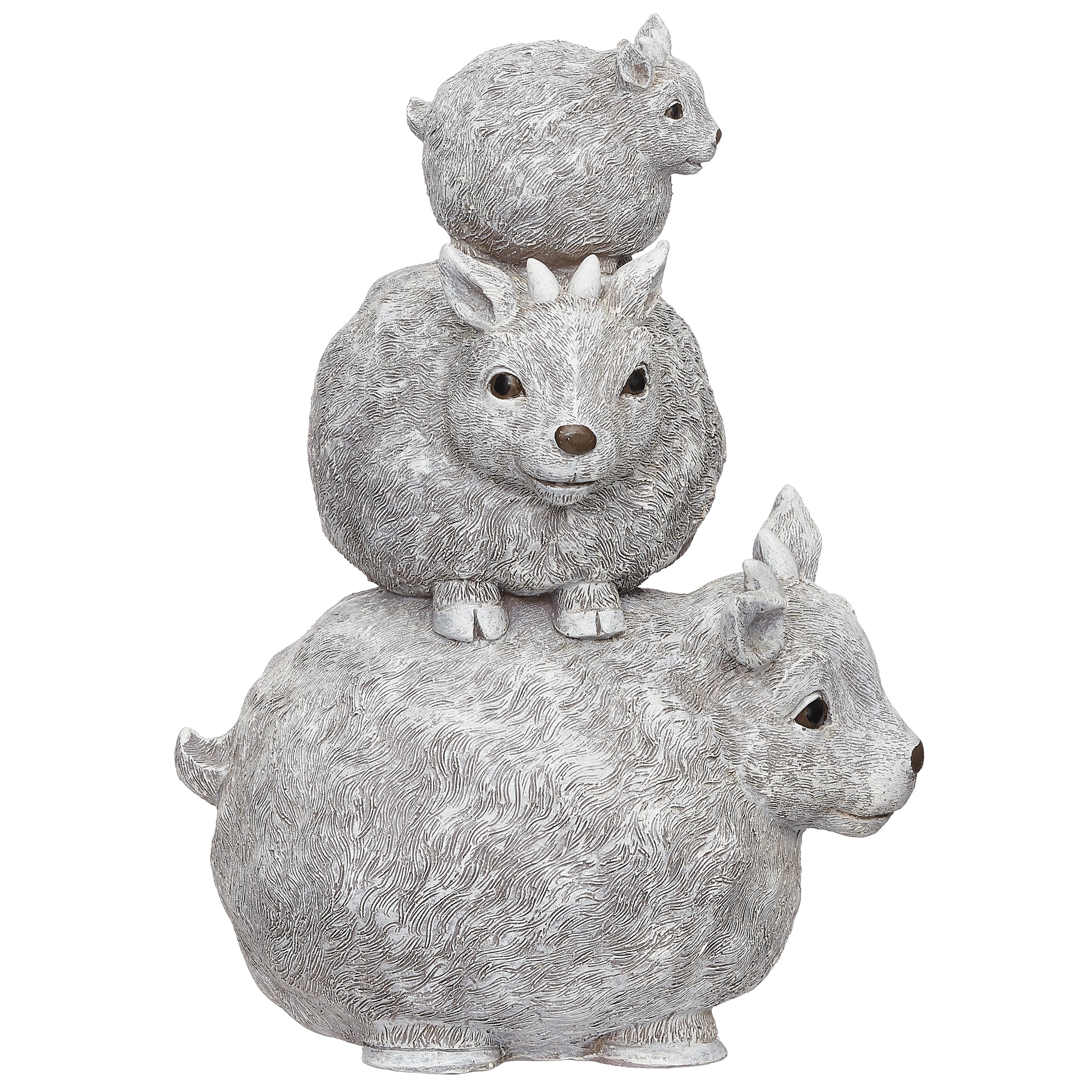 Pudgy Pals Stacked Goat Family Garden Statue