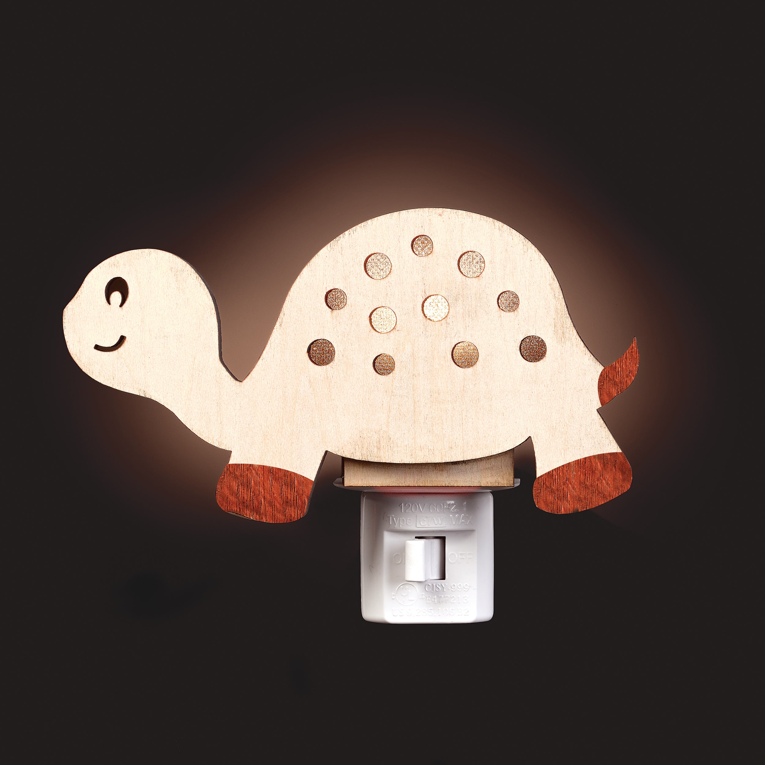 Roman Lights Whimsical Wooden Turtle Night-Light