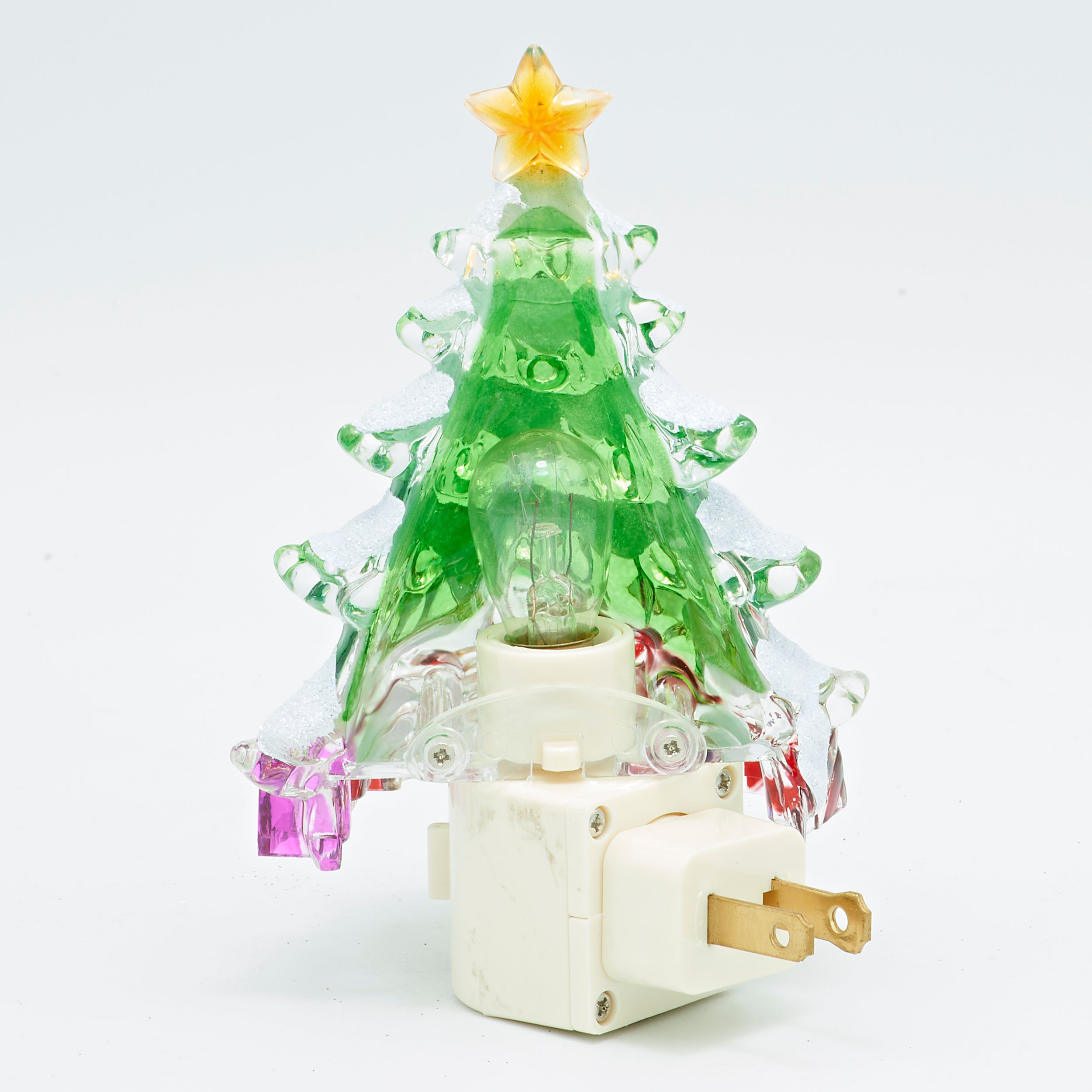 Roman Lights Snow-Covered Christmas Tree Night-Light